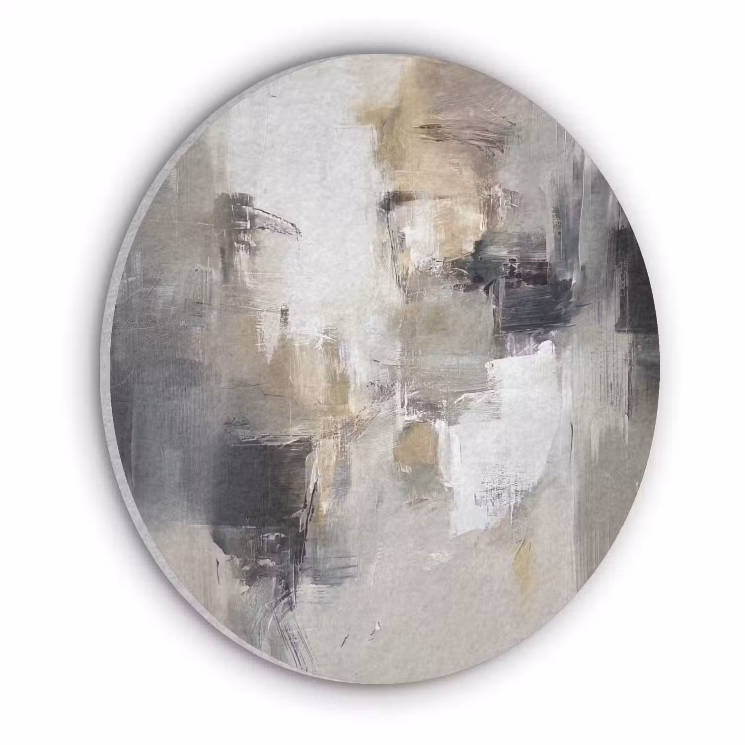 Kleurenpalet - Penseelstreken - Beige - Nevelig Akoestische PET Vilt - Rond klein -3d