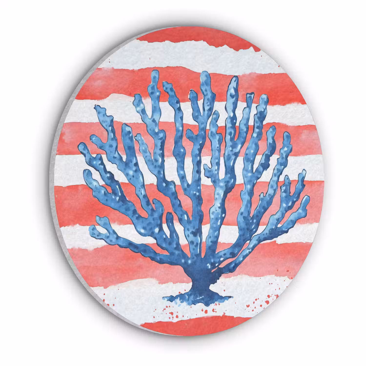 Koraal - Verfstructuur - Rood - Blauw Akoestische PET Vilt - Rond klein -3d