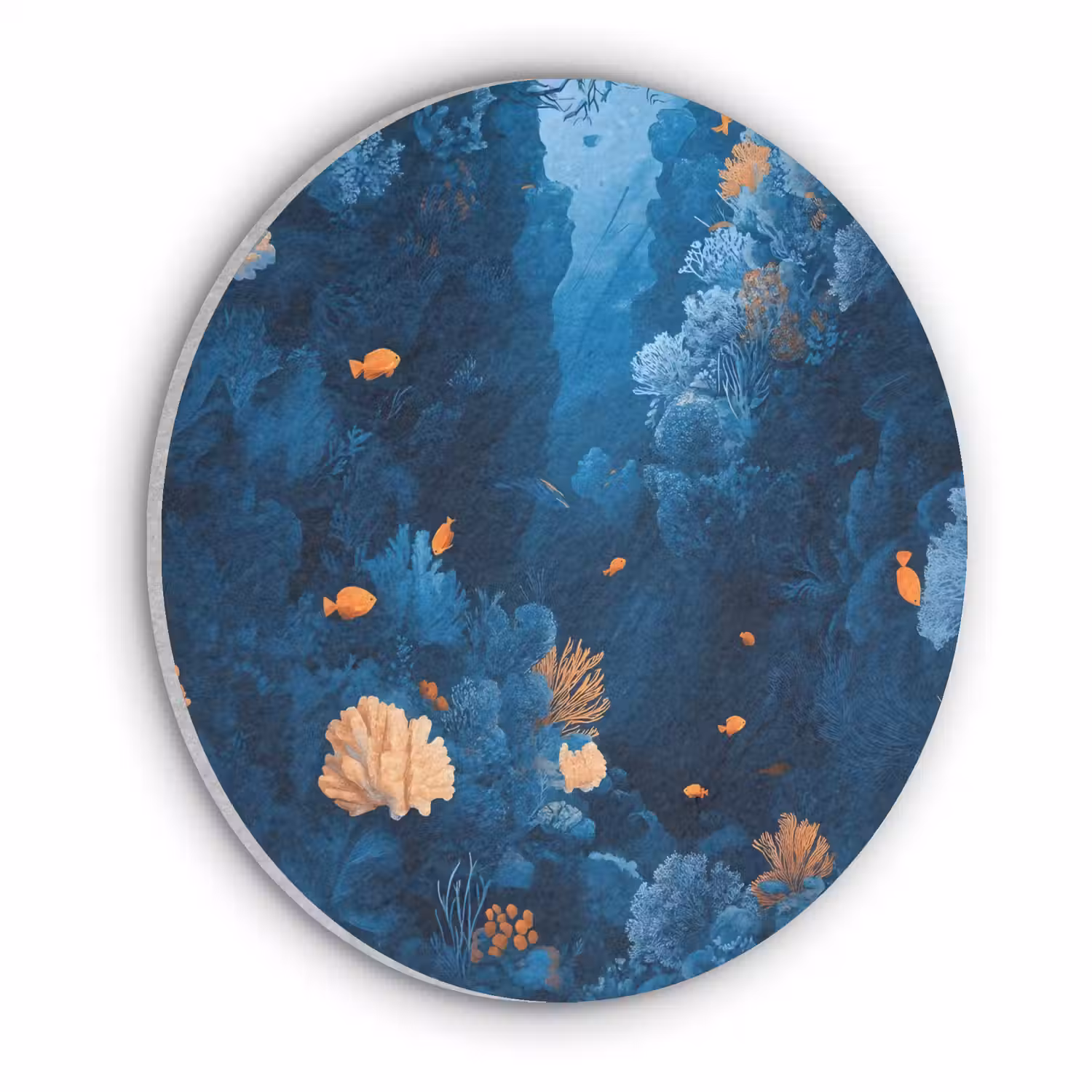 Koraalrif - Vissen - Oceaan - Blauw Akoestische PET Vilt - Rond klein -3d