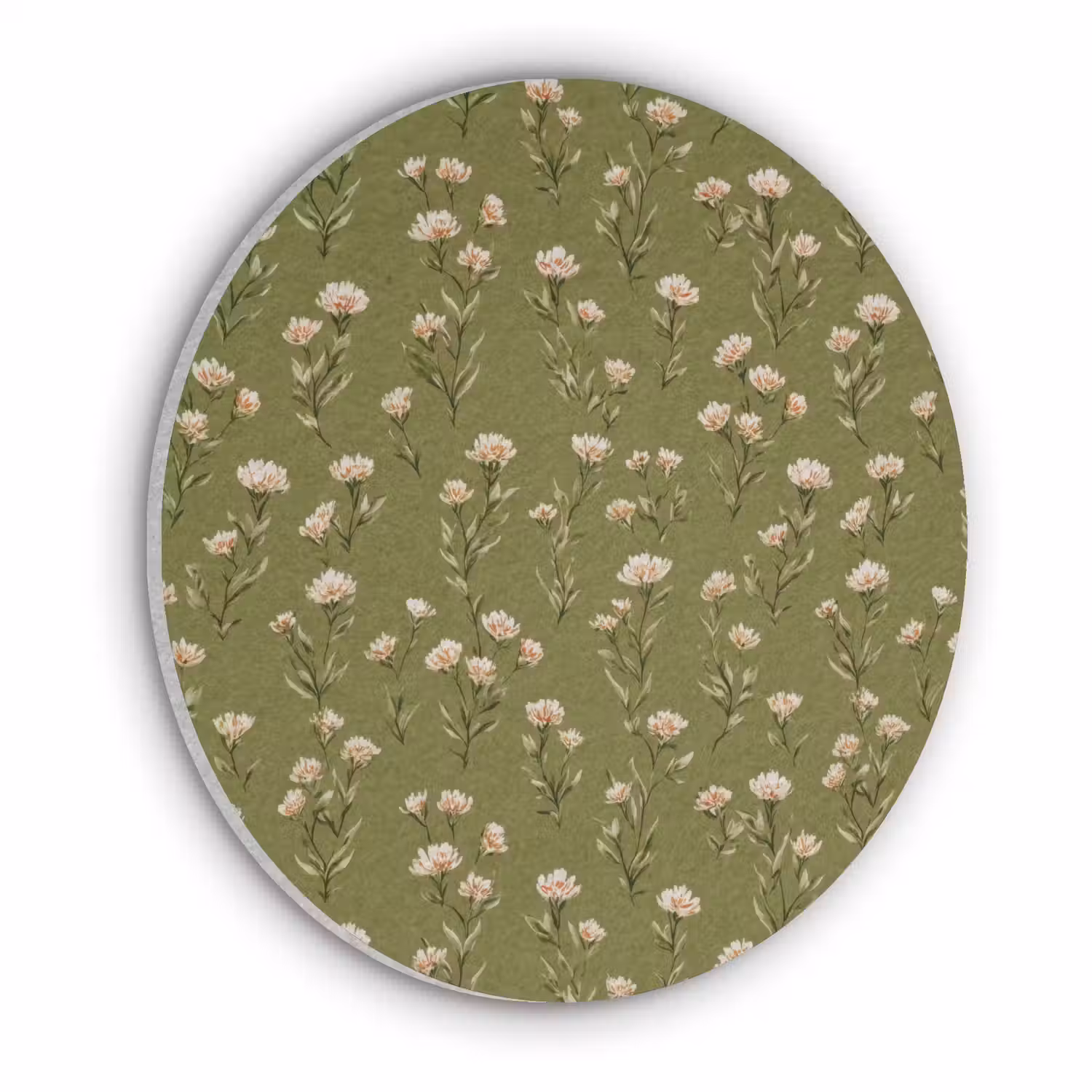 Landelijk - Bloemen - Groen Akoestische PET Vilt - Rond klein 838 -3d