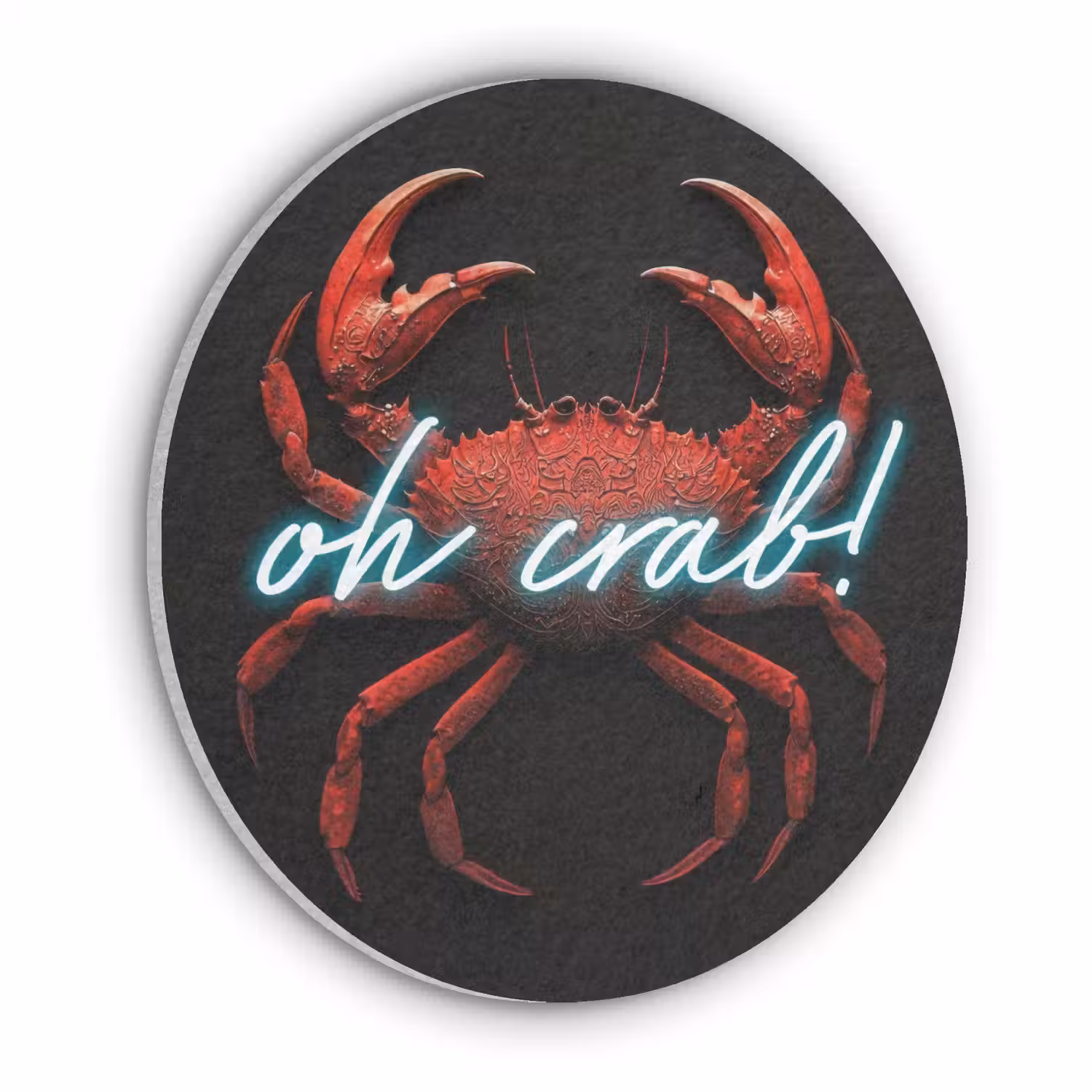 Krab - Rood - Neon - Quote Akoestische PET Vilt - Rond klein -3d