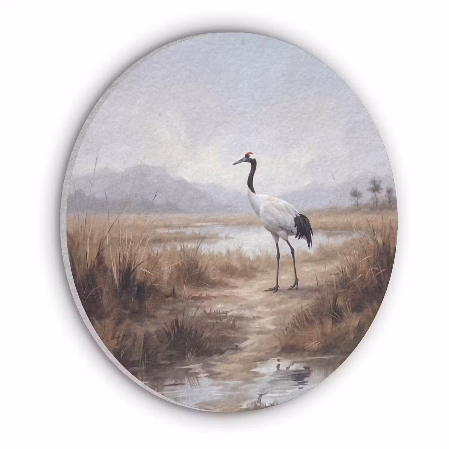 Kraanvogel - Natuur - Realistisch Akoestische PET Vilt - Rond klein -3d