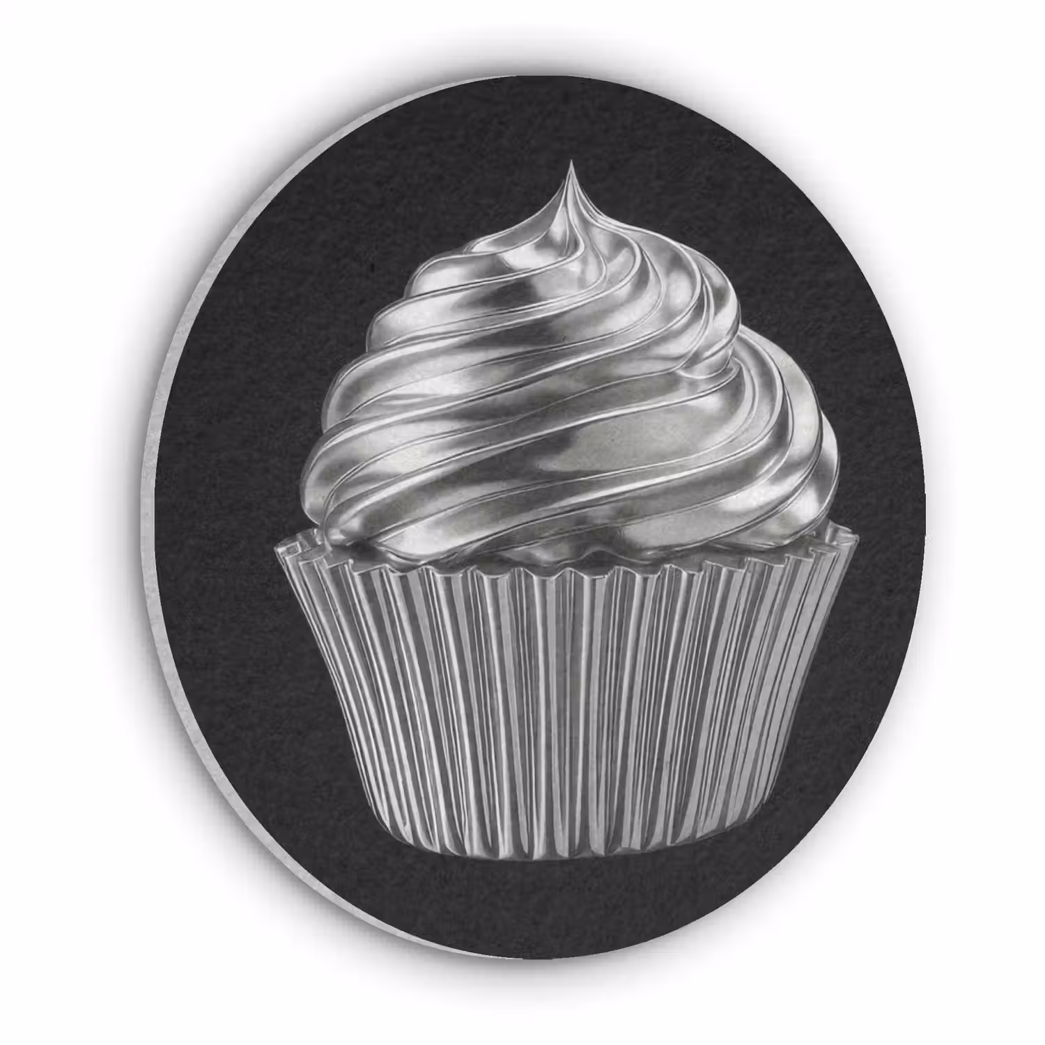 Cupcake - Luxueus - Zilver Akoestische PET Vilt - Rond klein -3d