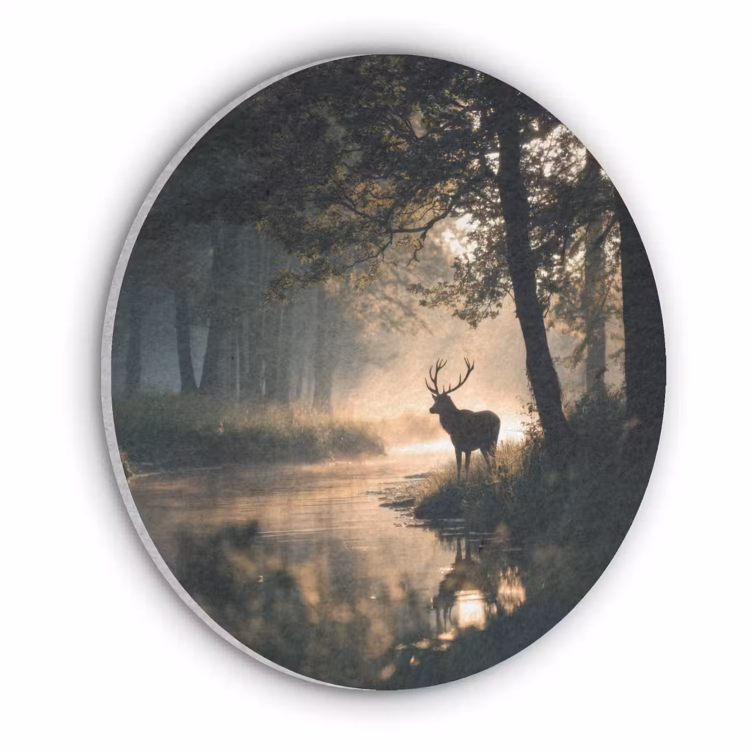 Hert - Bosbeek - Mystiek Akoestische PET Vilt - Rond klein -3d