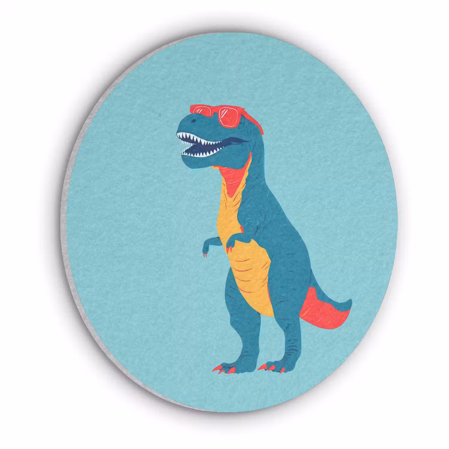 Dinosaurus - Blauw - Zonnebril Akoestische PET Vilt - Rond klein -3d