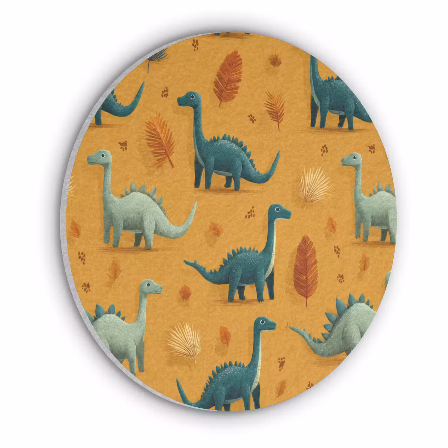 Dinosaurussen - Stekels - Herfstbladeren - Bruin Akoestische PET Vilt - Rond klein -3d