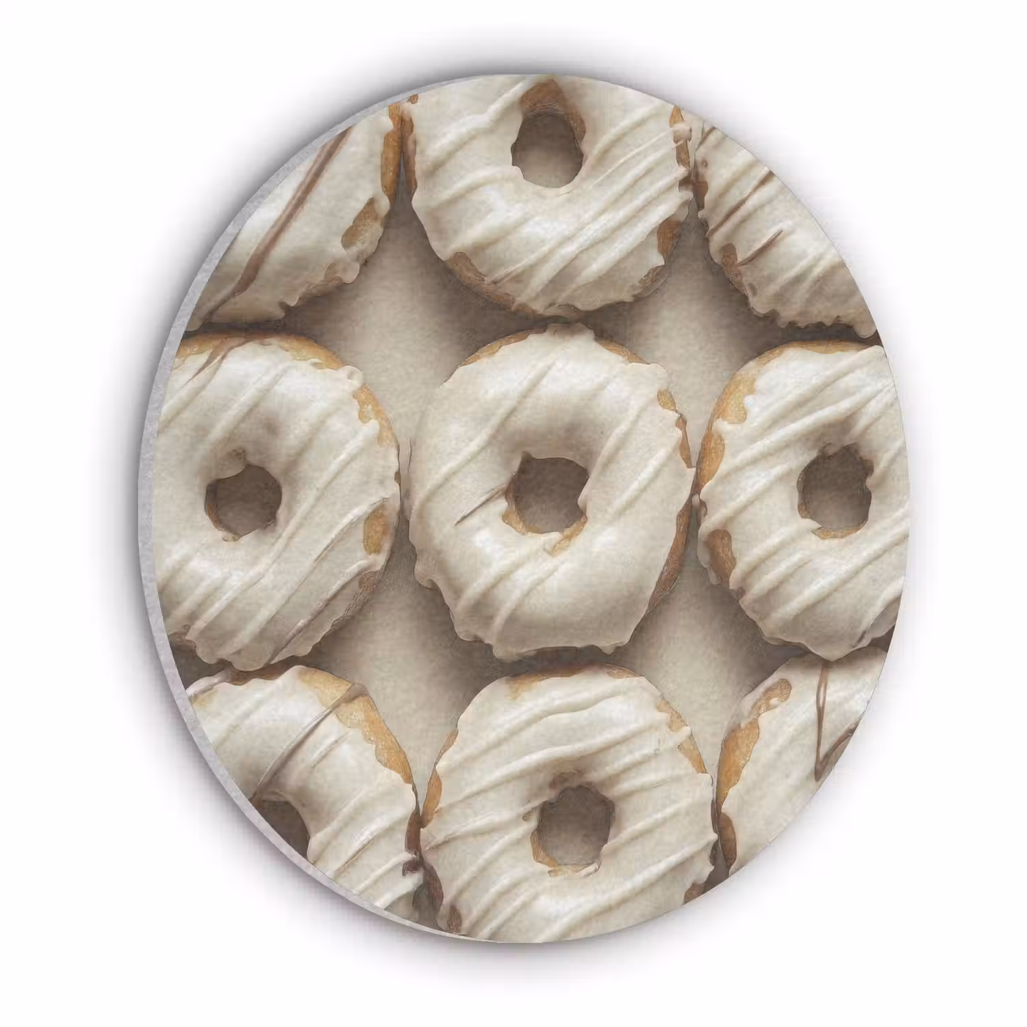 Donuts - Chocolade - Wit - Beige Akoestische PET Vilt - Rond klein -3d