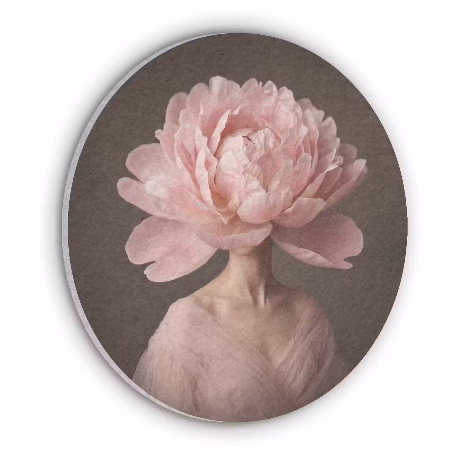 Gezicht - Roos - Roze Akoestische PET Vilt - Rond klein -3d