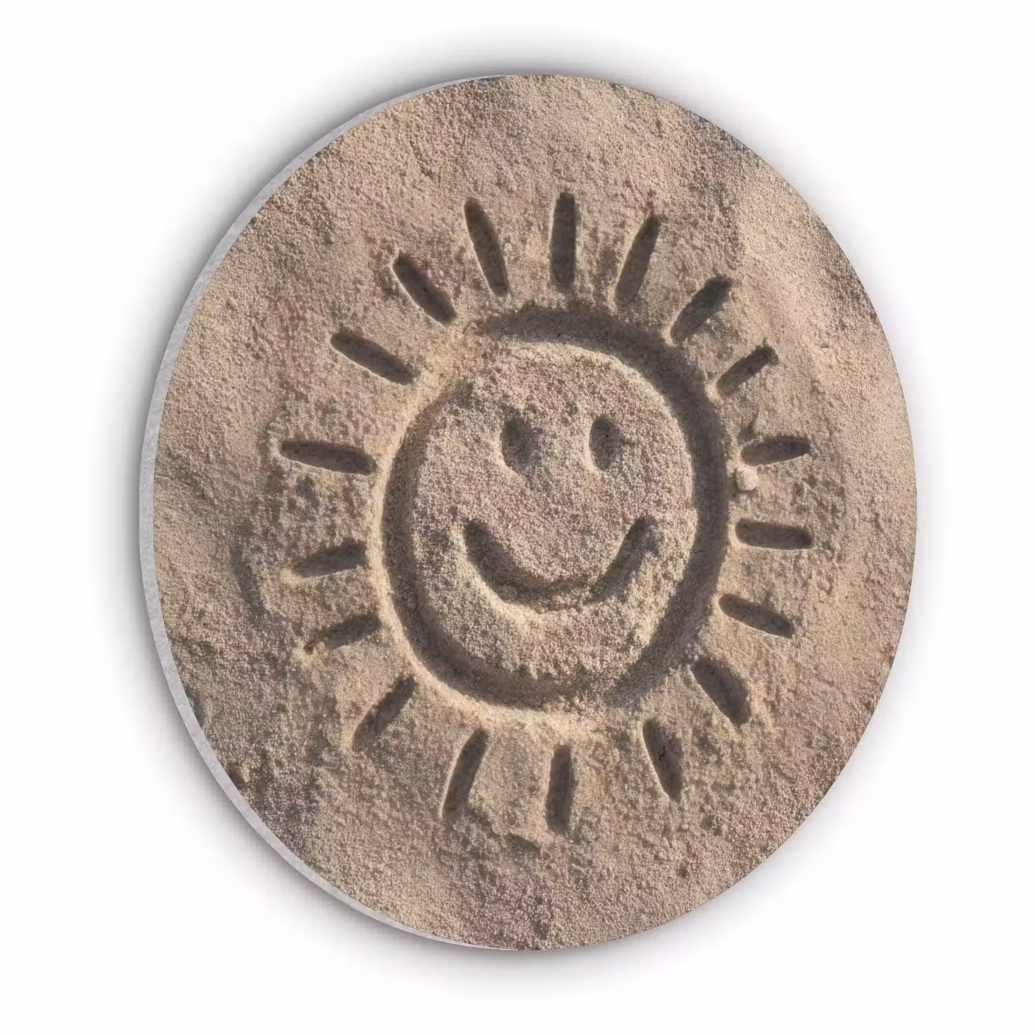 Gezichtje - Zon - Zand - Getekend Akoestische PET Vilt - Rond klein -3d