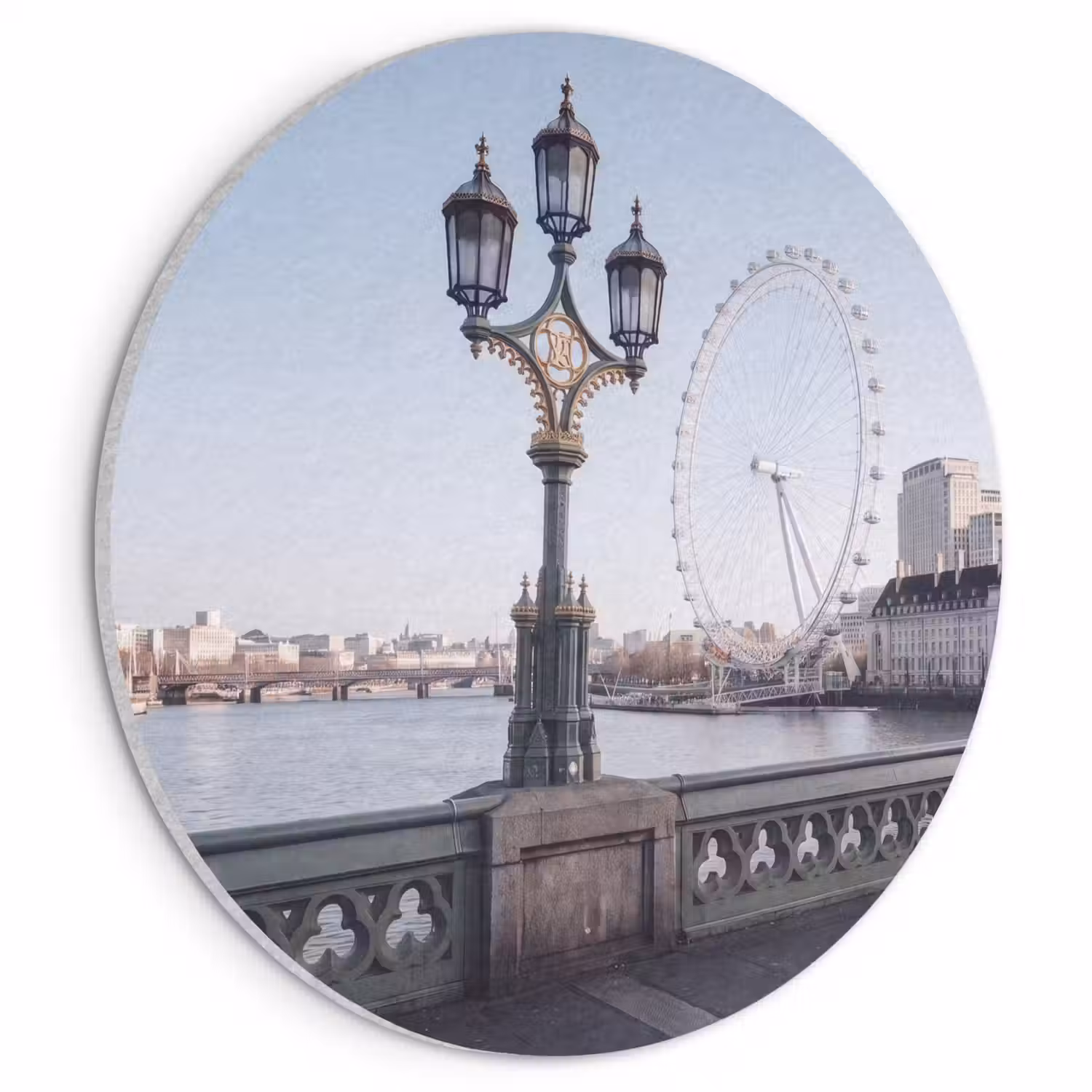 Reuzenrad - Londen - Stad - Architectuur - Brug Akoestische PET Vilt - Rond klein -3d