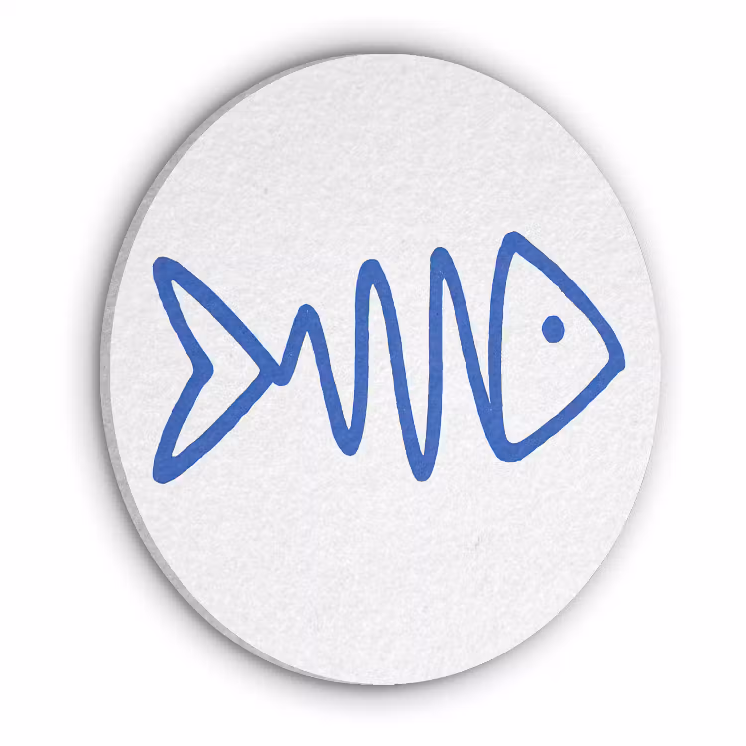 Vis - Minimalistisch - Blauw - Lijn Akoestische PET Vilt - Rond klein -3d