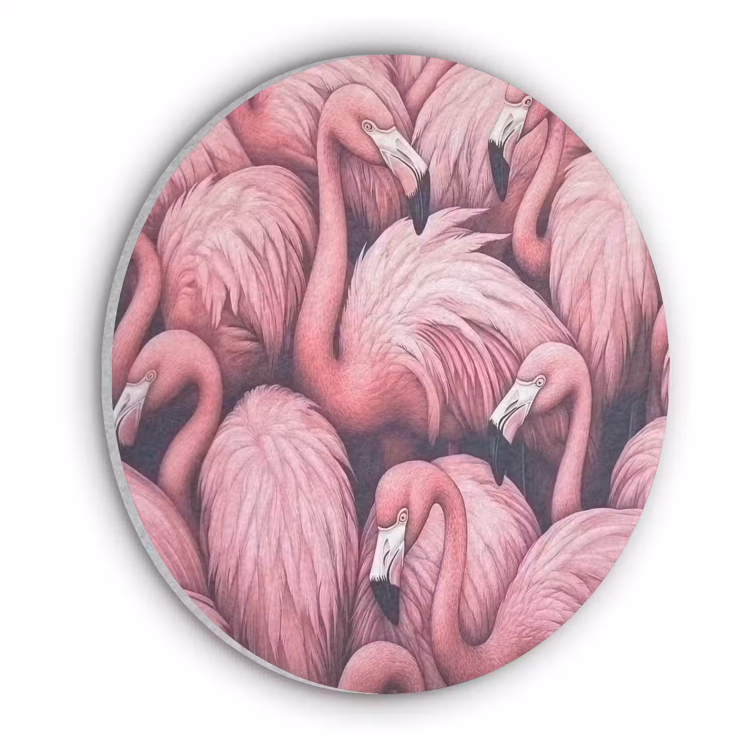 Flamingo - Roze - Dieren Akoestische PET Vilt - Rond klein -3d