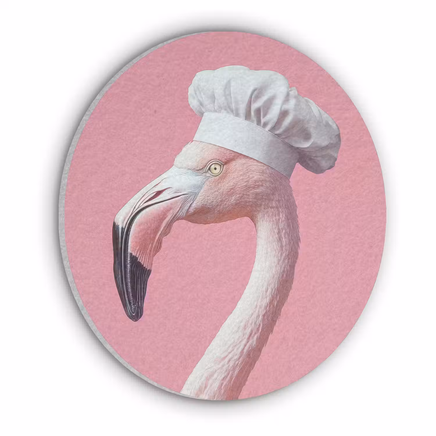 Flamingo - Roze - Koksmuts - Vogel Akoestische PET Vilt - Rond klein -3d