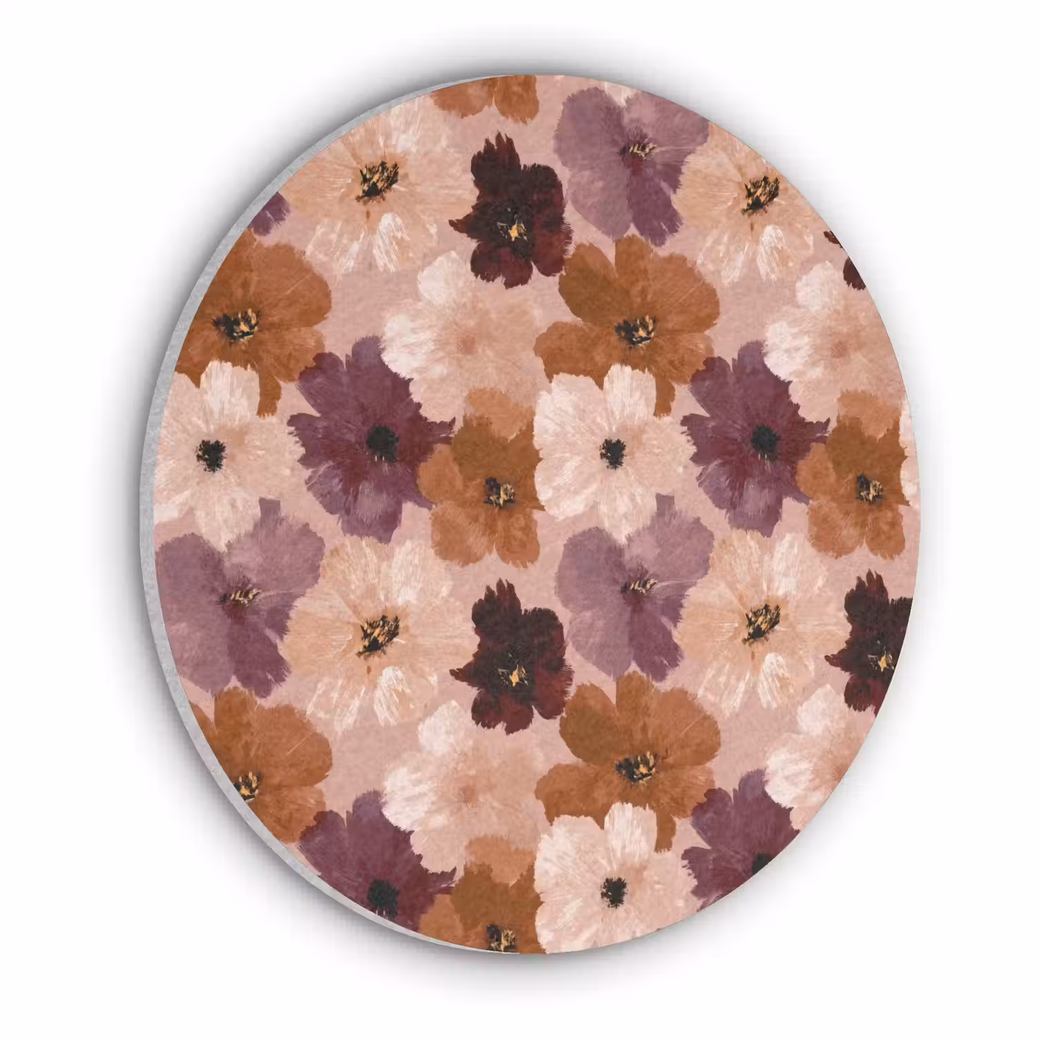Bloemen - Abstract - Aardetinten Akoestische PET Vilt - Rond klein 838 -3d