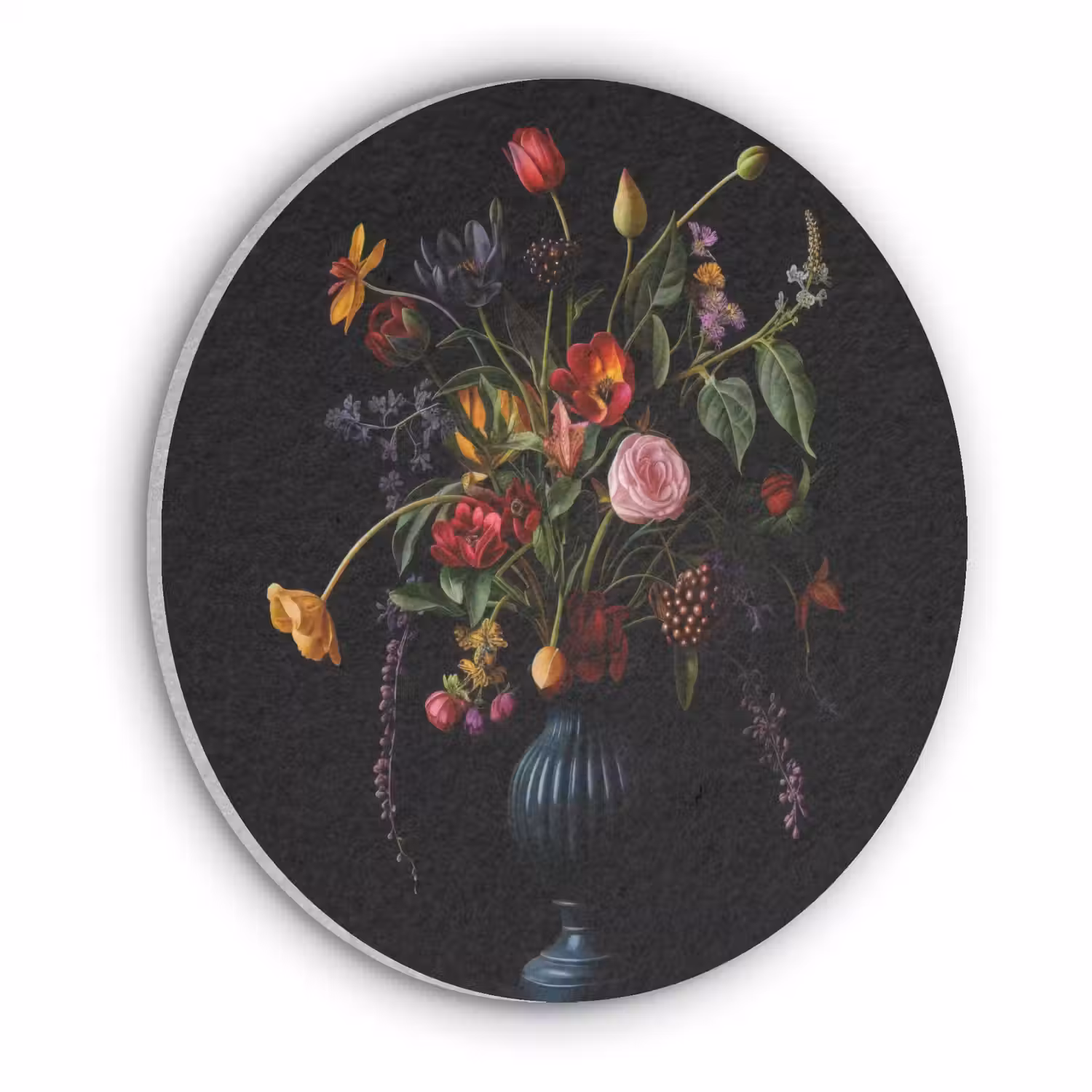 Bloemen - Bessen - Klassiek Akoestische PET Vilt - Rond klein -3d