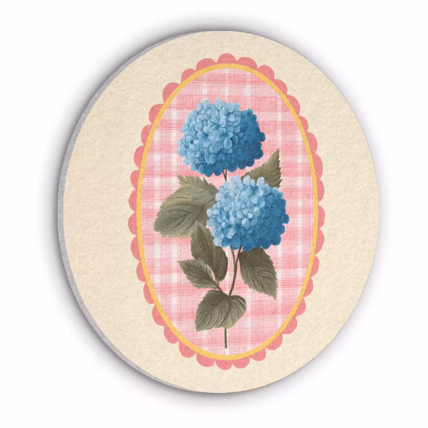 Bloemen - Blauw - Lijst - Bladeren Akoestische PET Vilt - Rond klein -3d