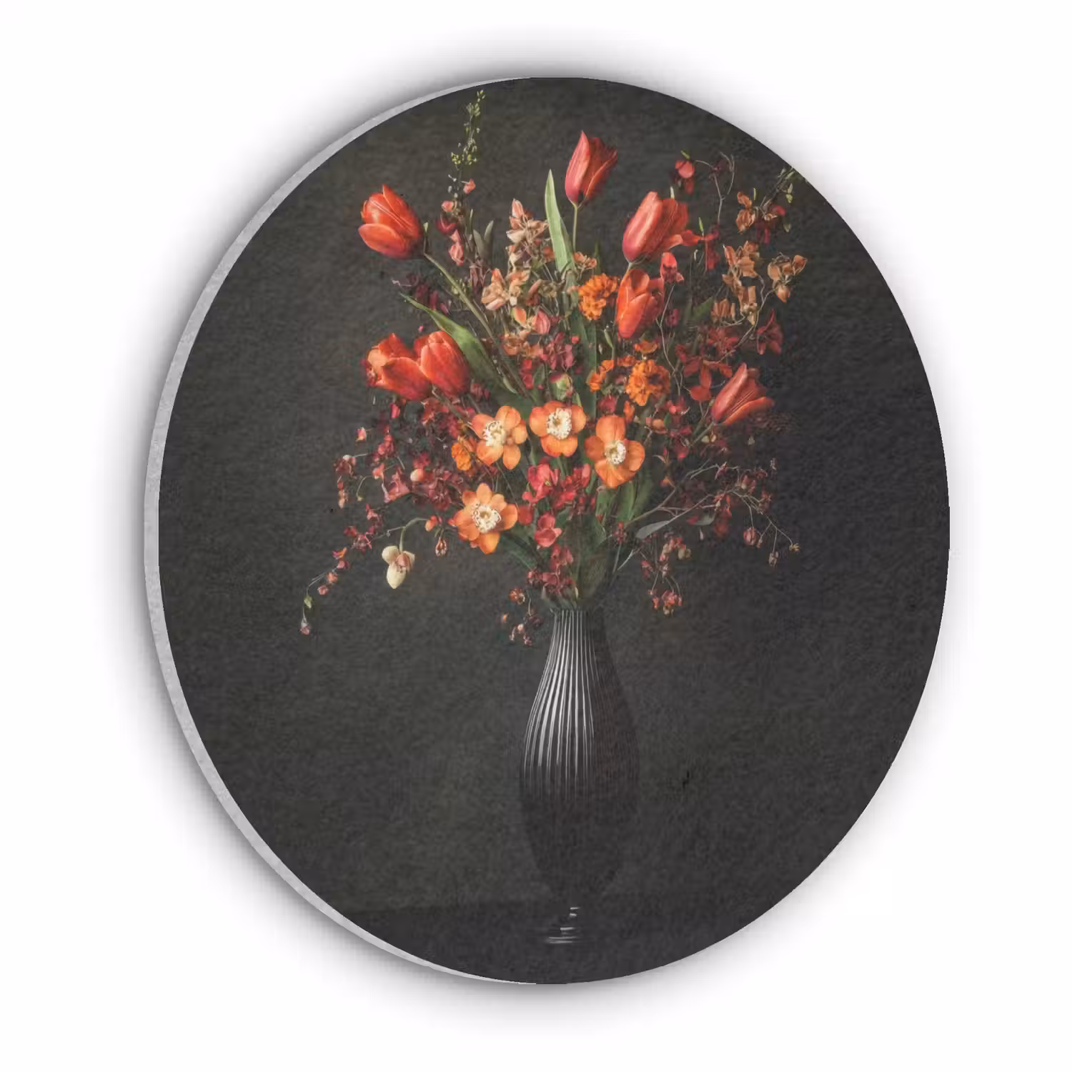 Bloemen - Takken - Boeket Akoestische PET Vilt - Rond klein -3d