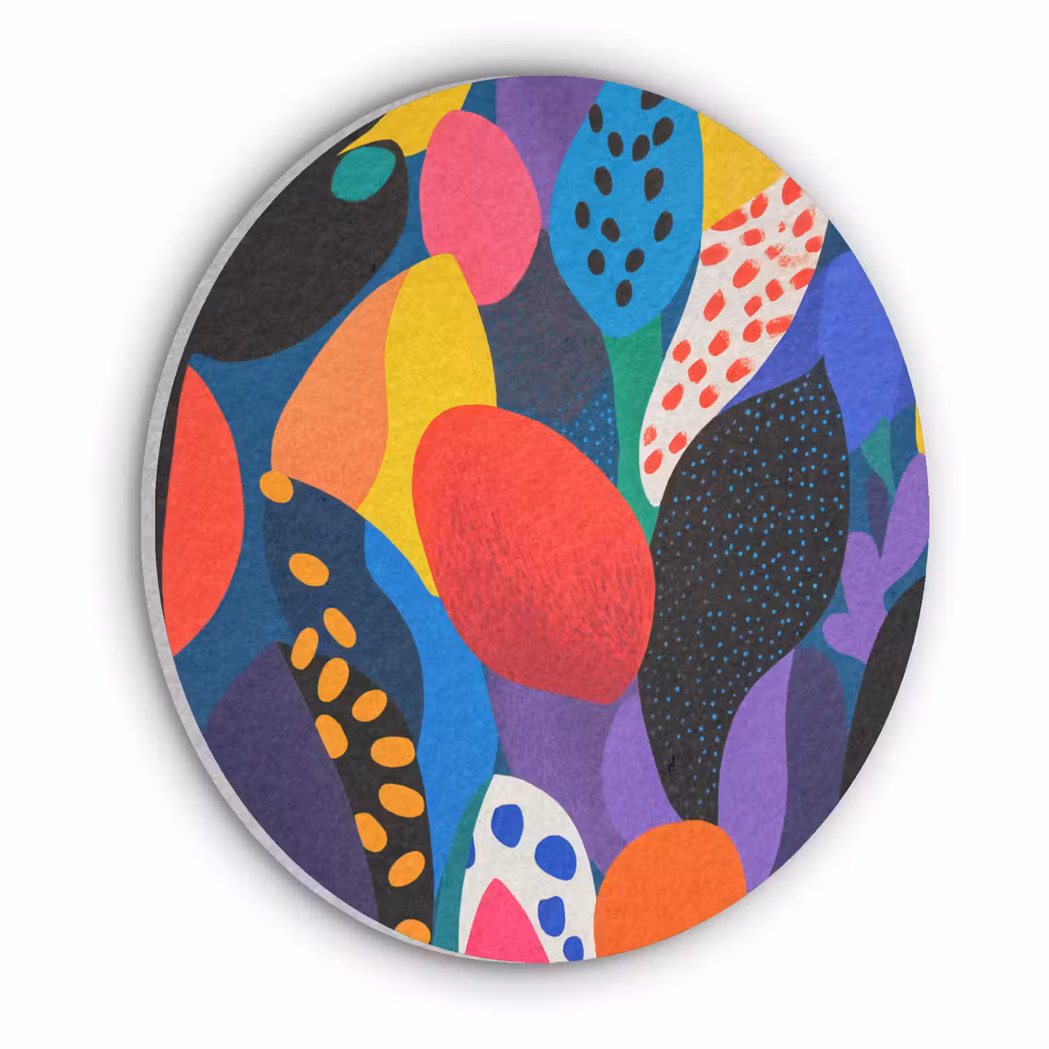 Bloemen - Bladeren - Abstract - Rood Akoestische PET Vilt - Rond klein -3d