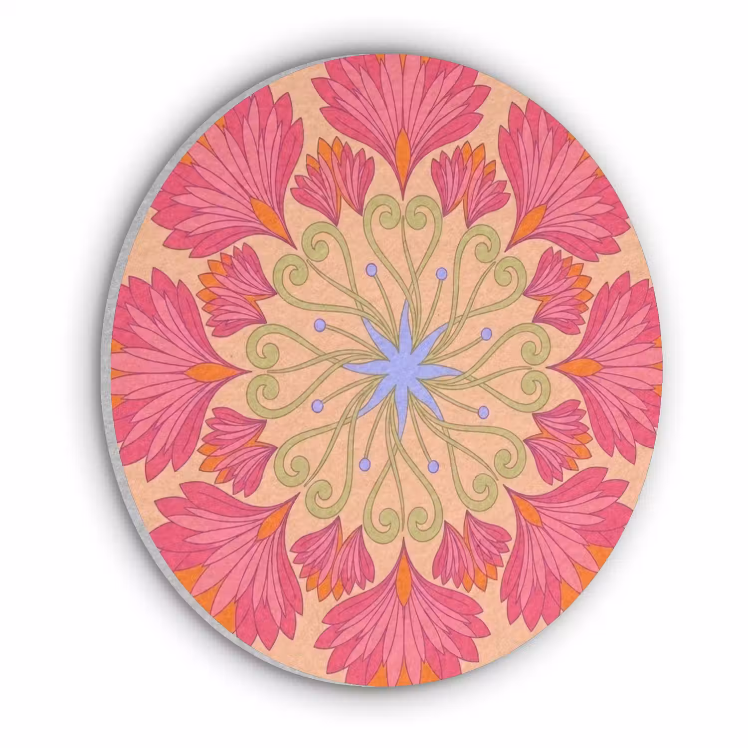 Bloemen - Patroon - Abstract - Roze - Decoratief Akoestische PET Vilt - Rond klein -3d