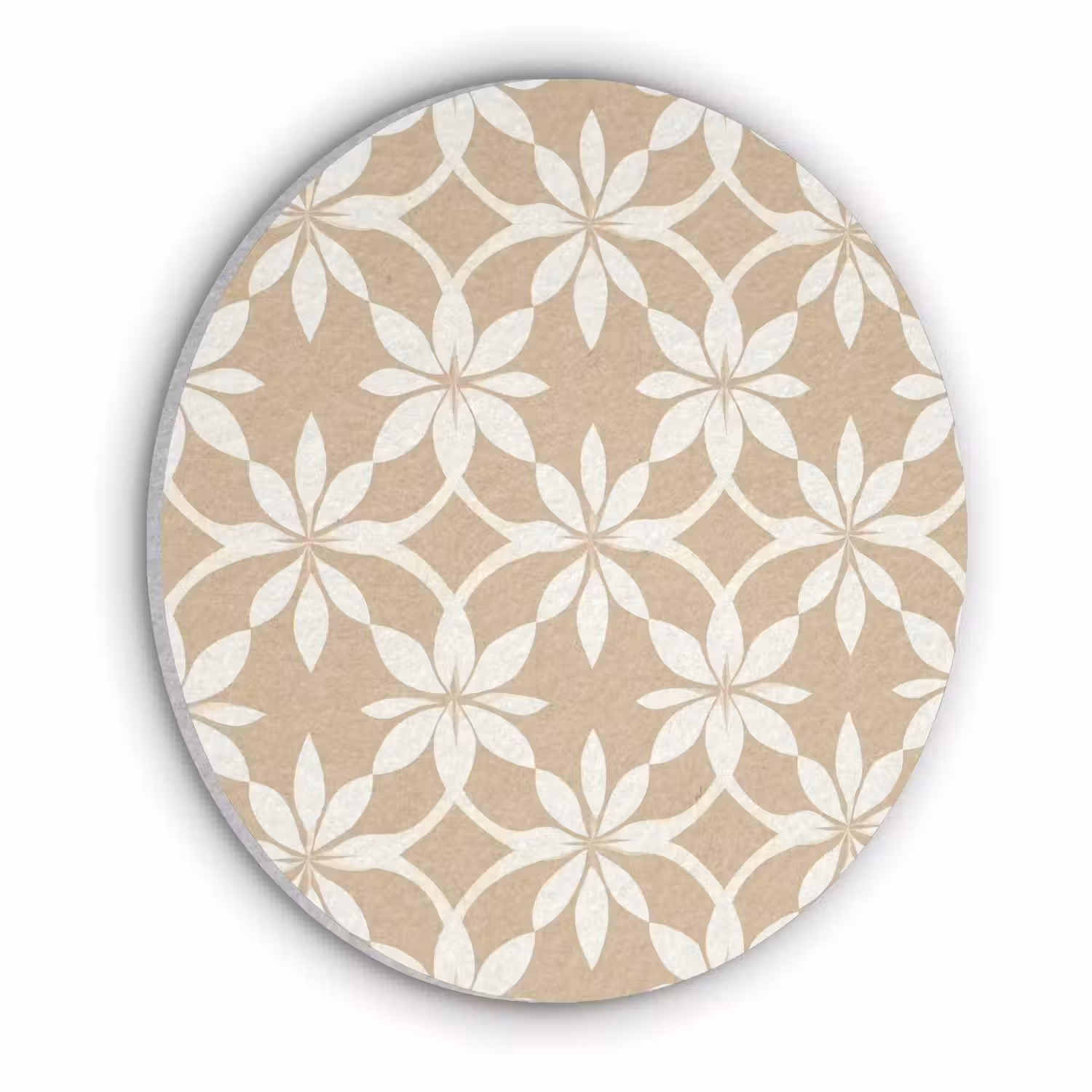 Bloemen - Patroon - Beige Akoestische PET Vilt - Rond klein 838 -3d
