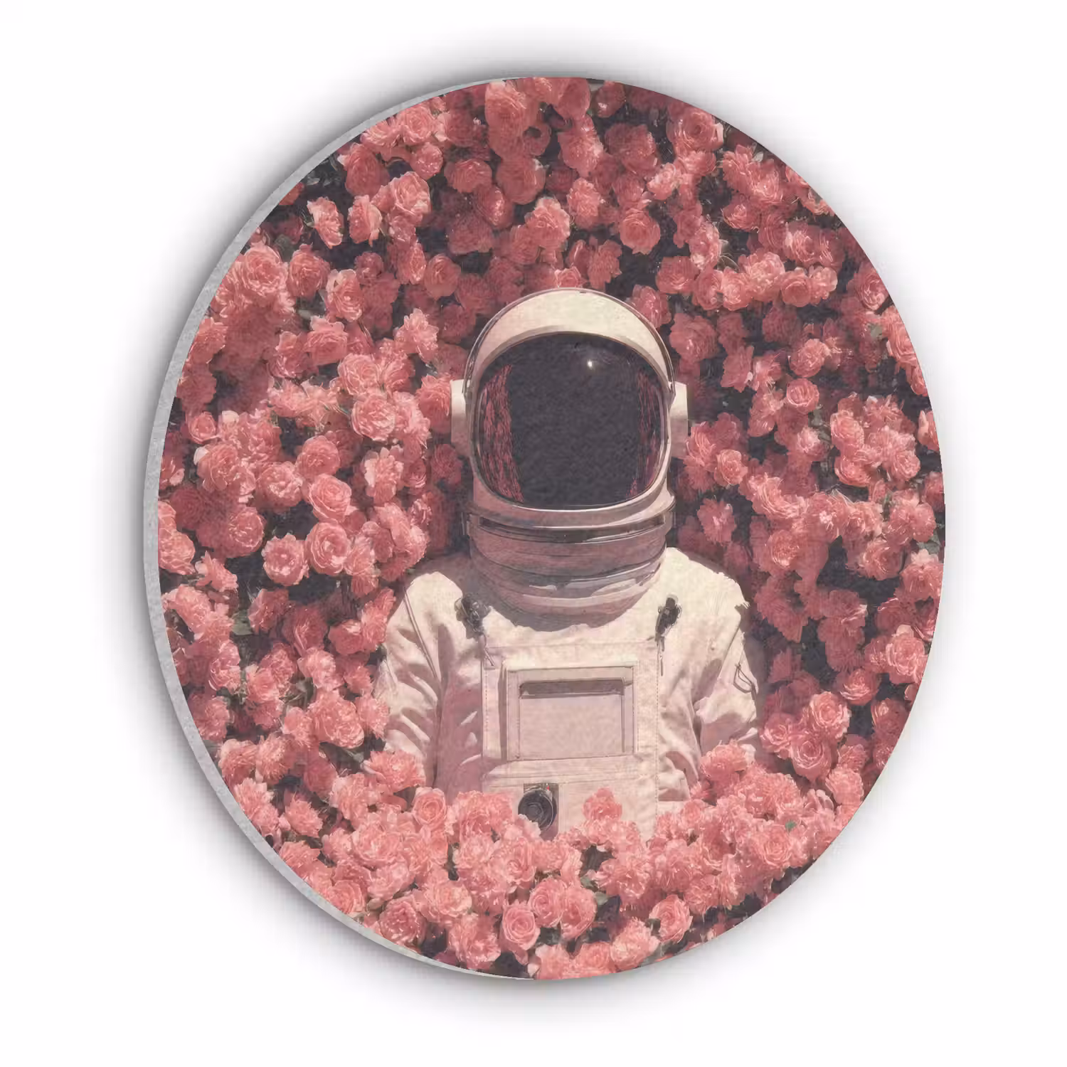 Bloemen - Roze - Astronaut Akoestische PET Vilt - Rond klein -3d