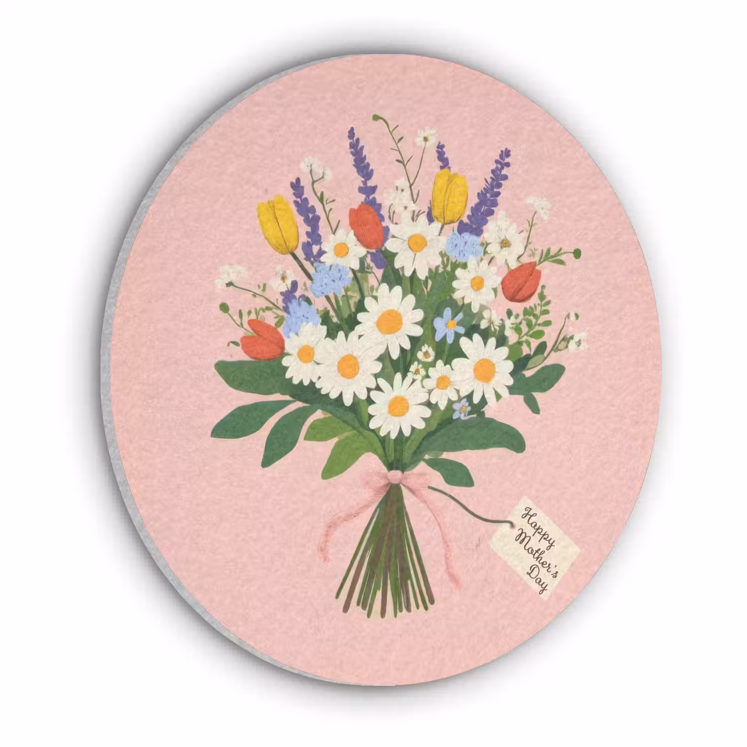 Bloemen - Lint - Kaartje Akoestische PET Vilt - Rond klein -3d