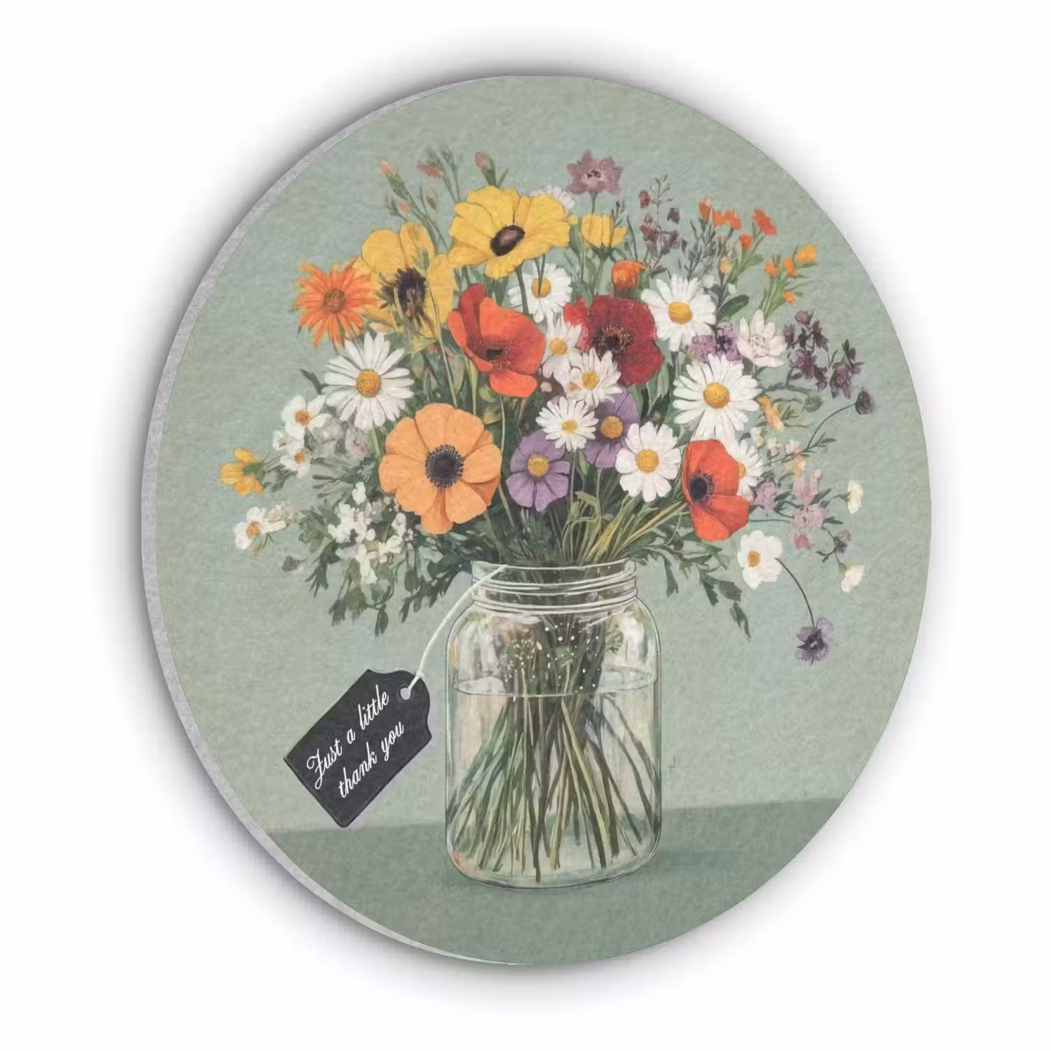 Bloemen - Vaas - Kaartje Akoestische PET Vilt - Rond klein -3d