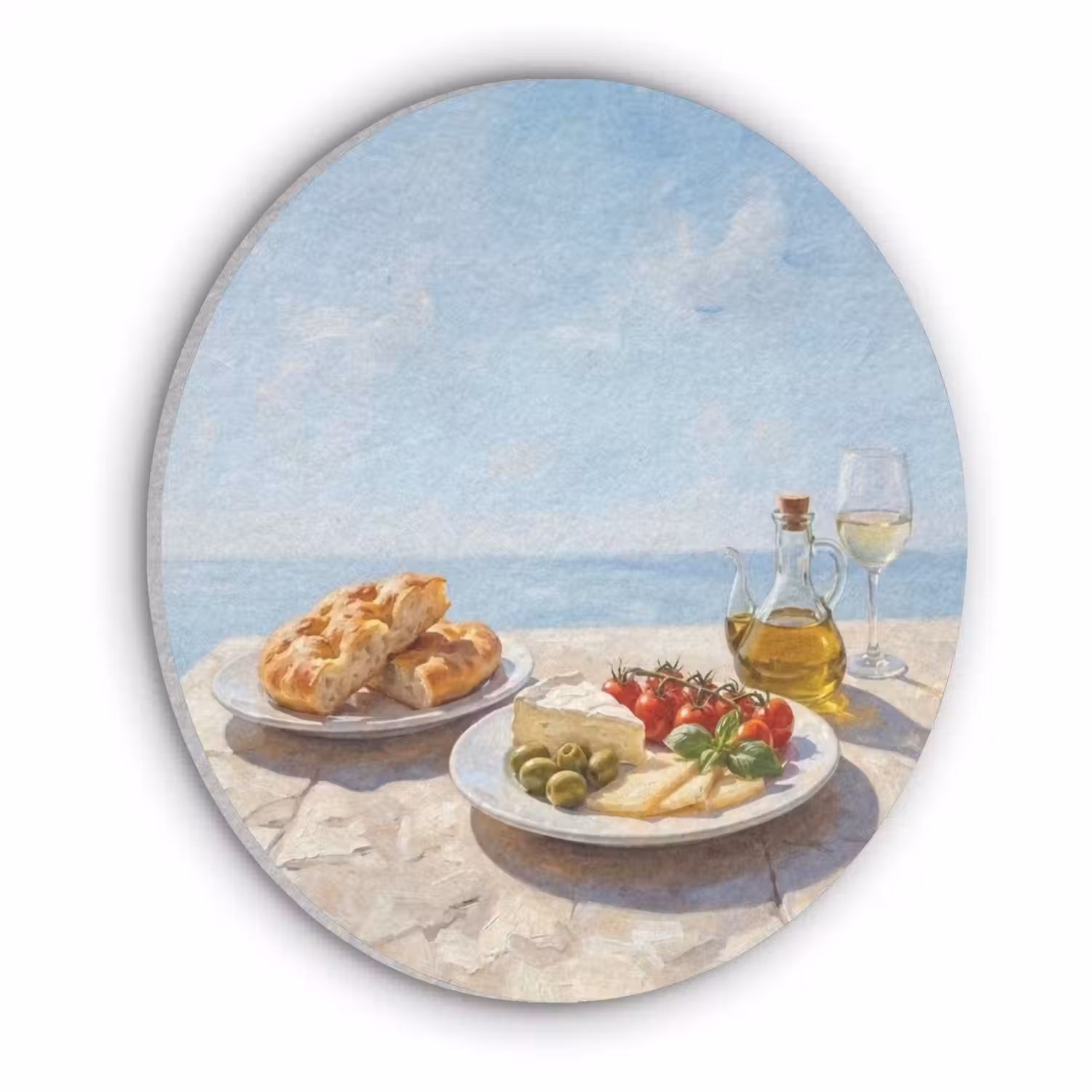 Eten - Middellandse Zee - Natuur - Geschilderd Akoestische PET Vilt - Rond klein -3d