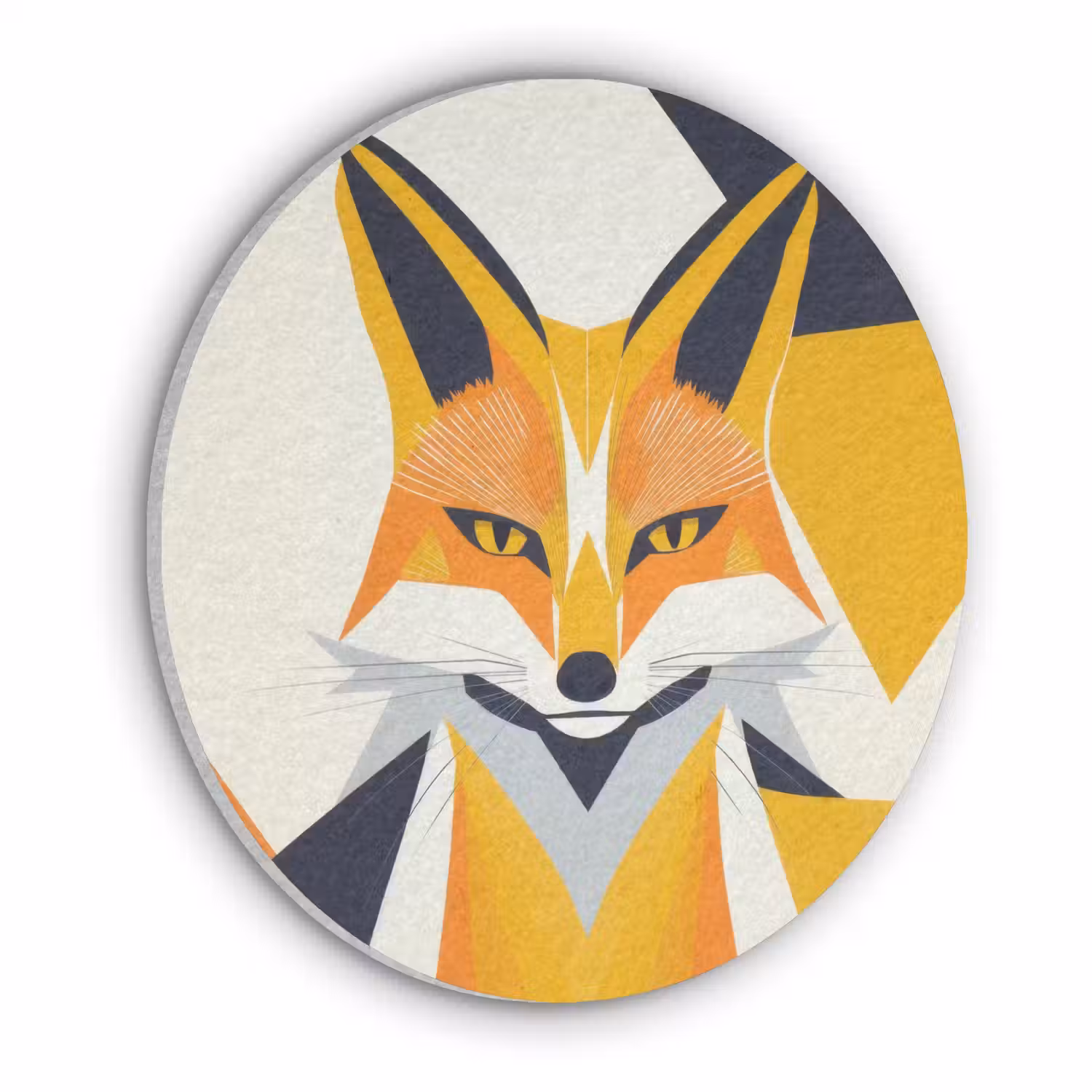 Vos - Oranje - Abstract - Driehoeken Akoestische PET Vilt - Rond klein -3d