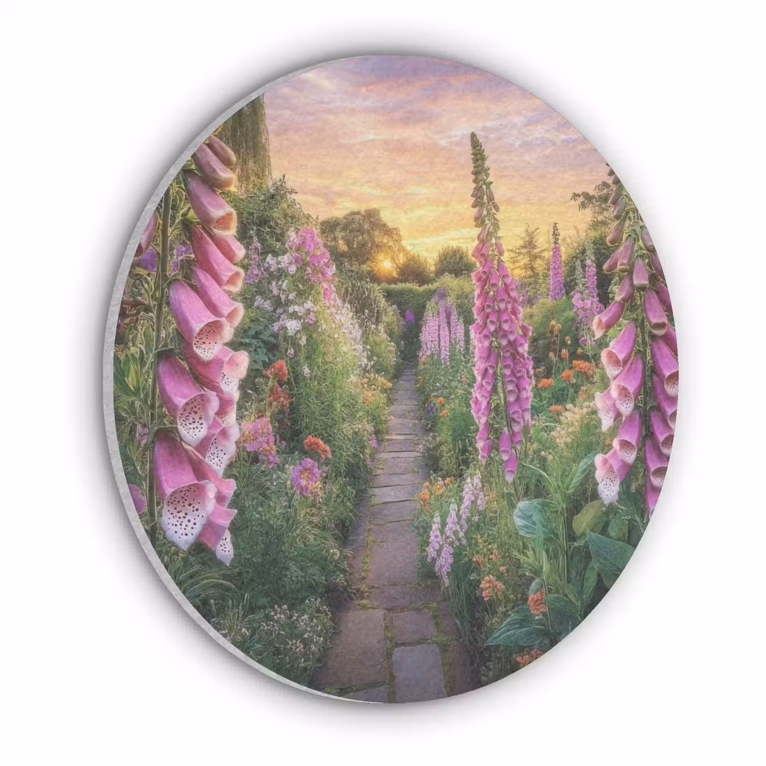 Vingerhoedskruid - Bloemen - Tuin Akoestische PET Vilt - Rond klein -3d
