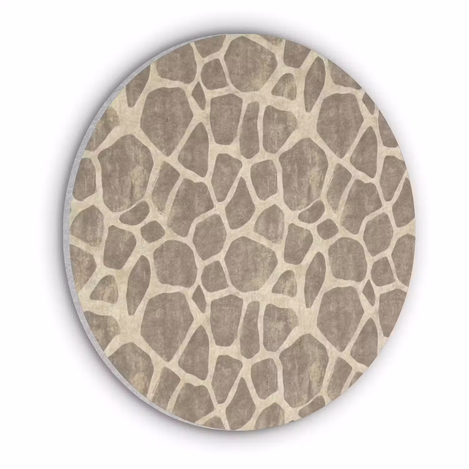 Giraf - Patroon - Beige - Bruin Akoestische PET Vilt - Rond klein 838 -3d
