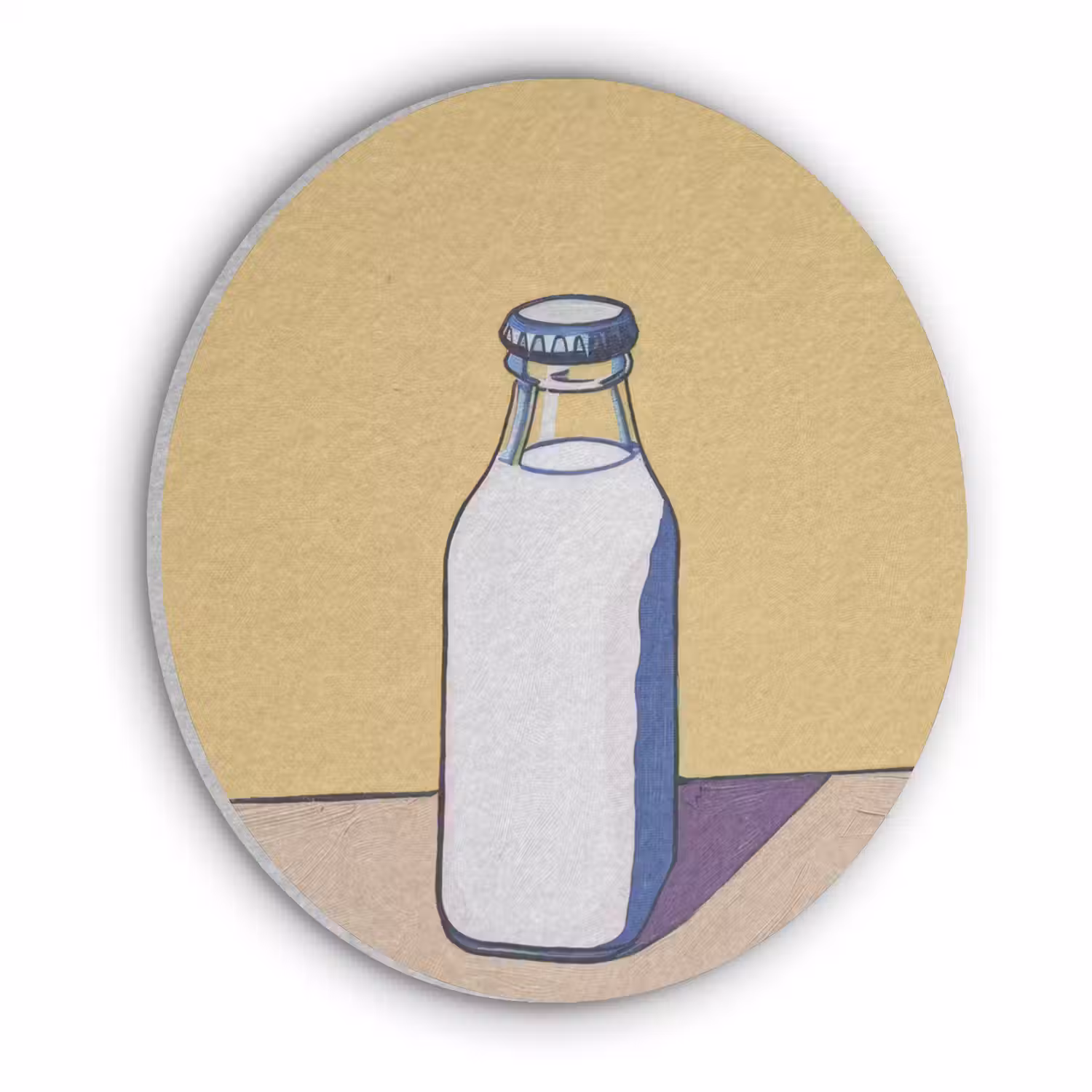 Glazen - Fles - Illustratie - Melk Akoestische PET Vilt - Rond klein -3d