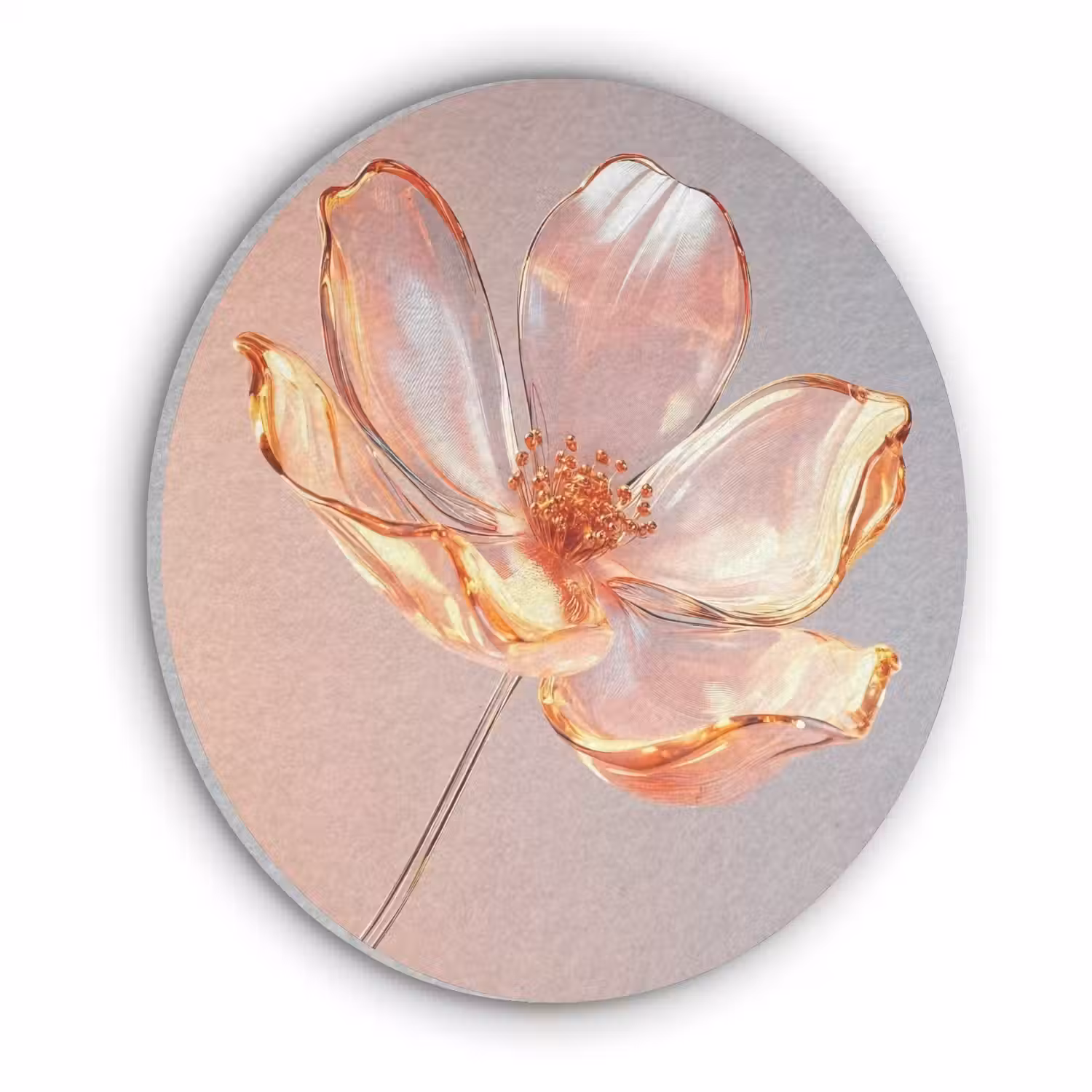 Glazen - Bloem - Roze Akoestische PET Vilt - Rond klein -3d