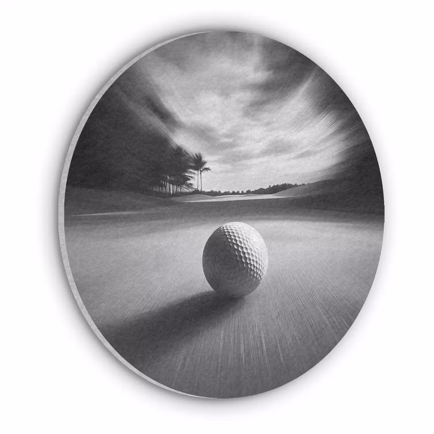 Golfbal - Wazig - Zwart Akoestische PET Vilt - Rond klein -3d