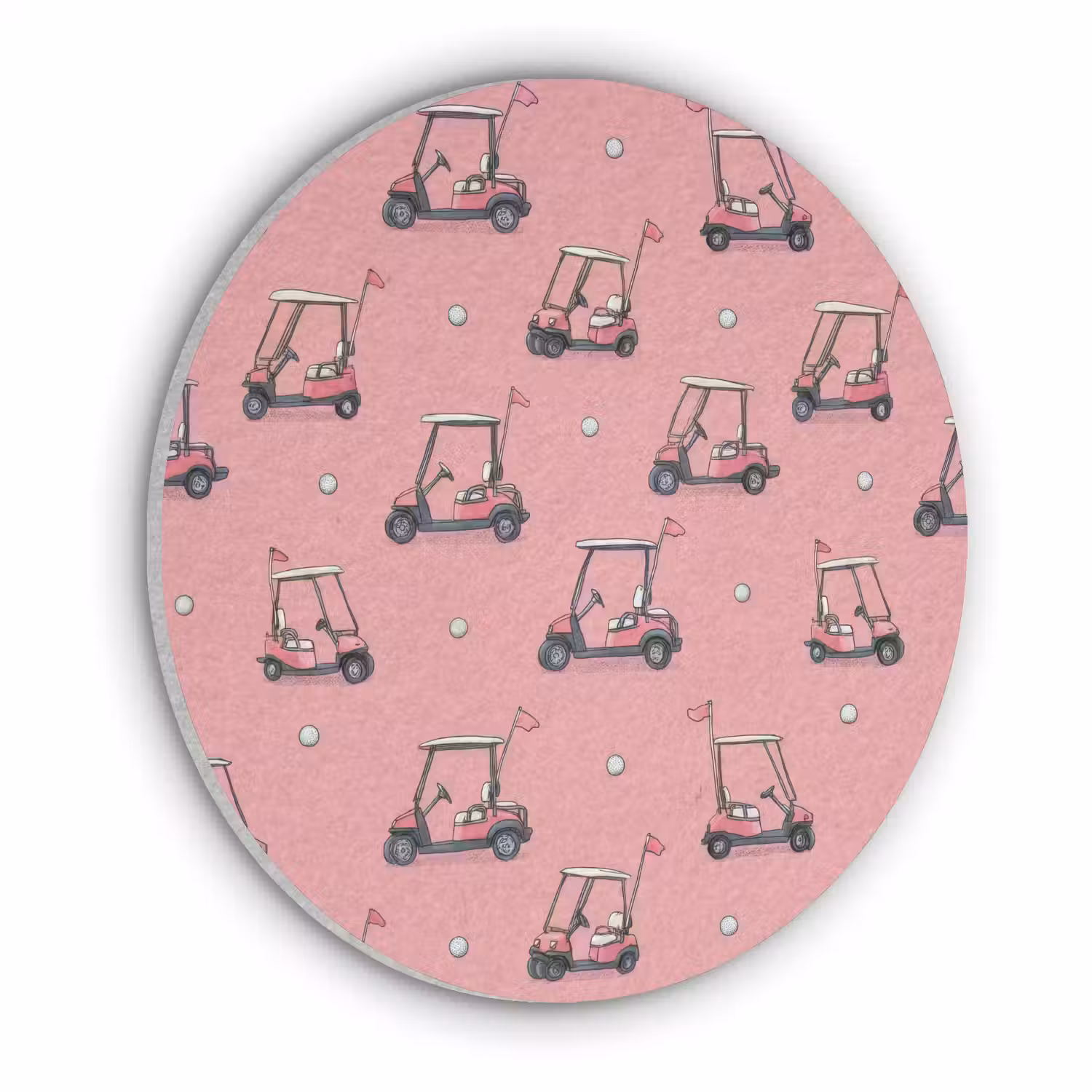 Golfkar - Retro - Roze Akoestische PET Vilt - Rond klein 838 -3d