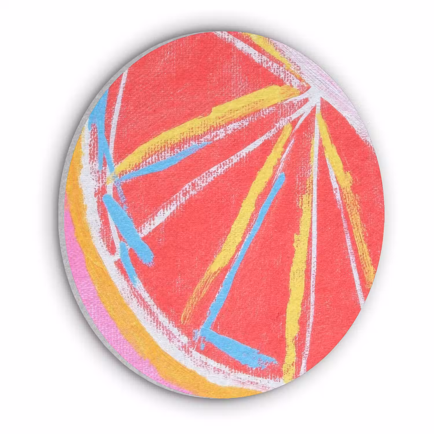 Grapefruit - Geschilderd - Roze - Strepen Akoestische PET Vilt - Rond klein -3d