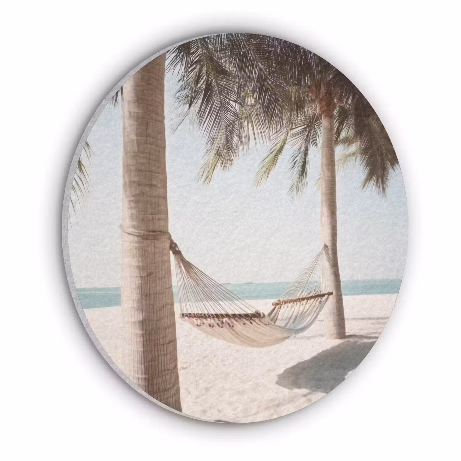 Hangmat - Palmbomen - Strand - Zee Akoestische PET Vilt - Rond klein -3d