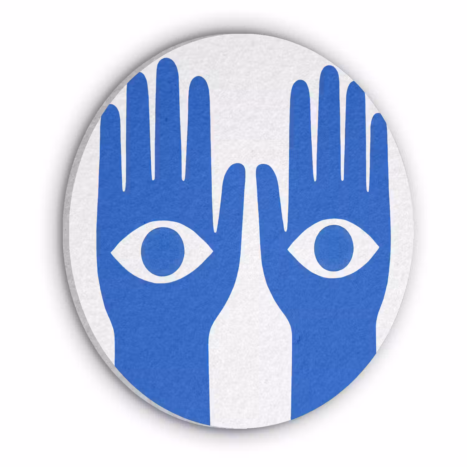 Handen - Twee - Ogen - Blauw Akoestische PET Vilt - Rond klein -3d