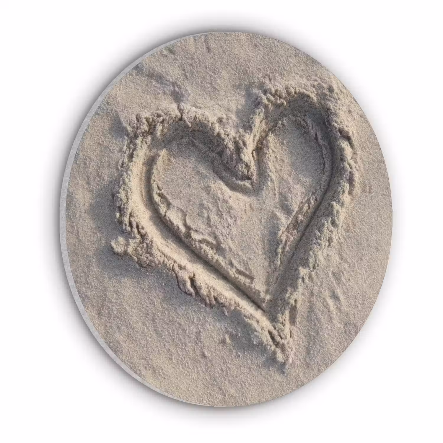 Hartvorm - Getekend - Beige - Zand Akoestische PET Vilt - Rond klein -3d