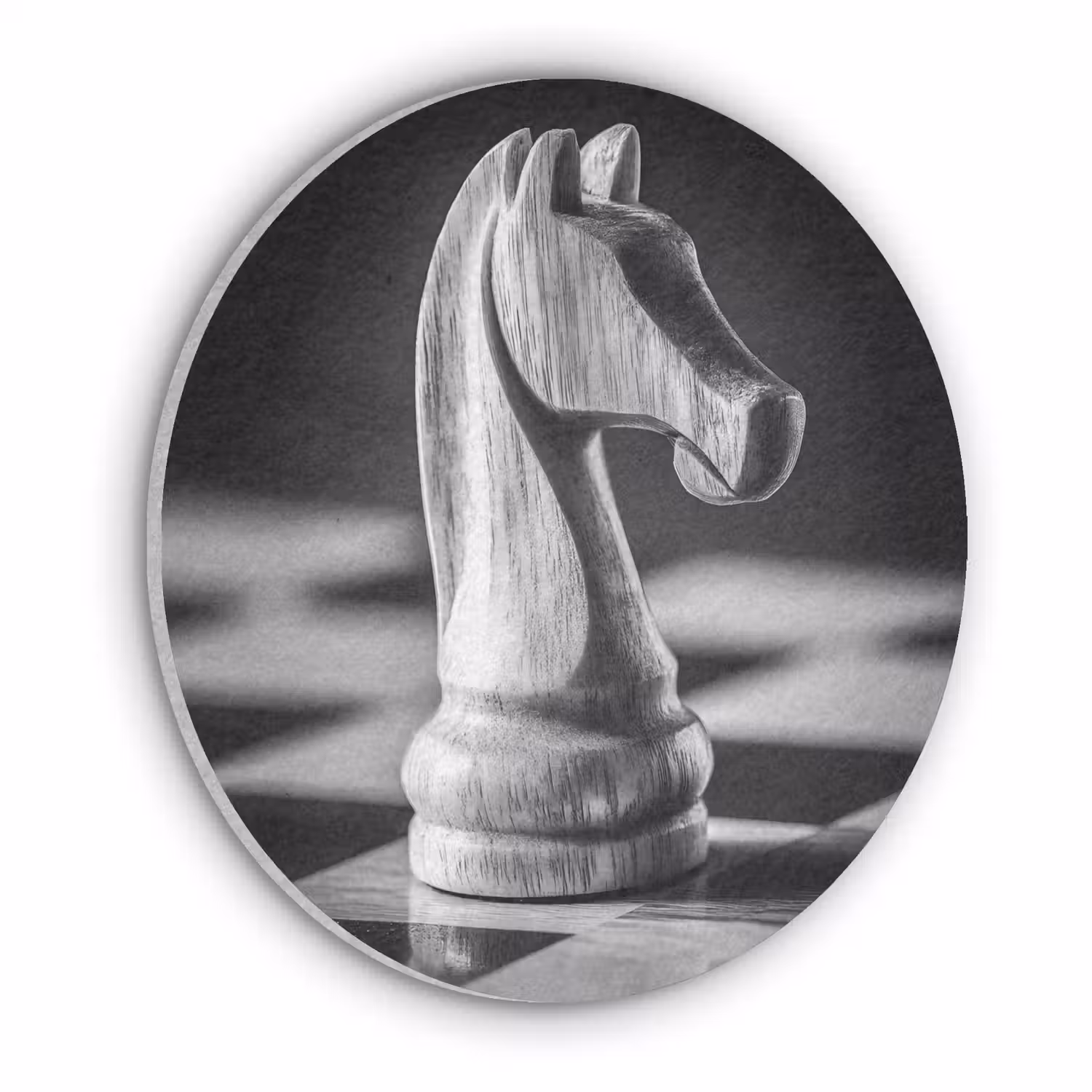 Paard - Hout - Schaalbord - Zwart Akoestische PET Vilt - Rond klein -3d