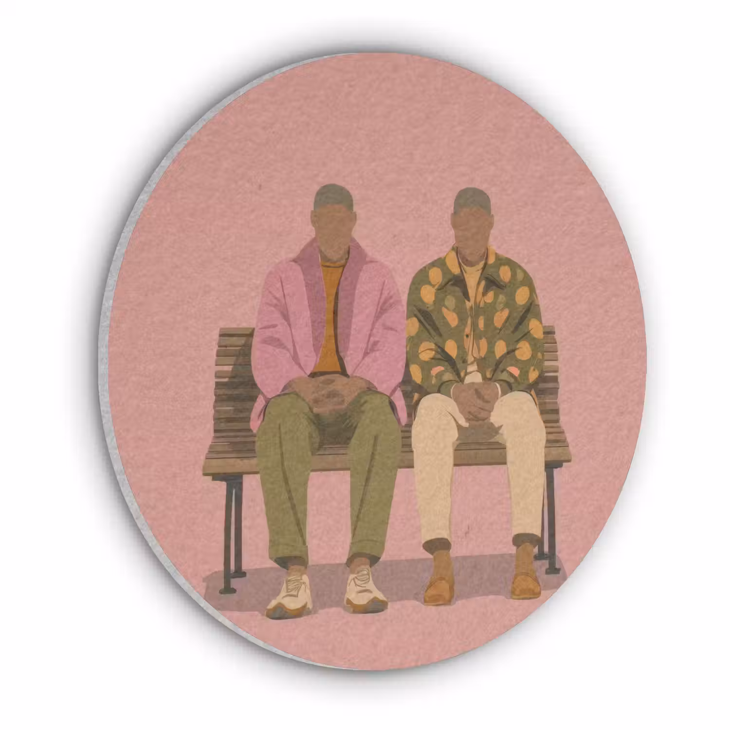 Illustratie - Bankje - Personen - Minimalistisch Akoestische PET Vilt - Rond klein -3d