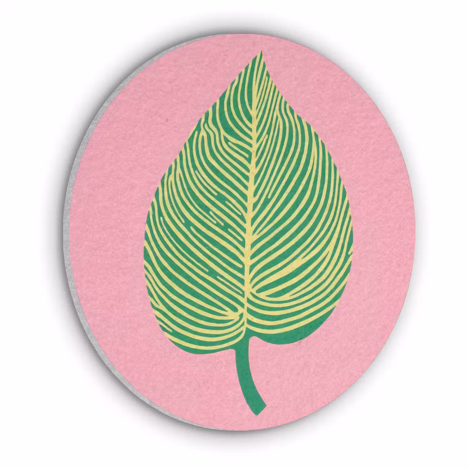 Illustratie - Blad - Minimalistisch - Groen Akoestische PET Vilt - Rond klein -3d