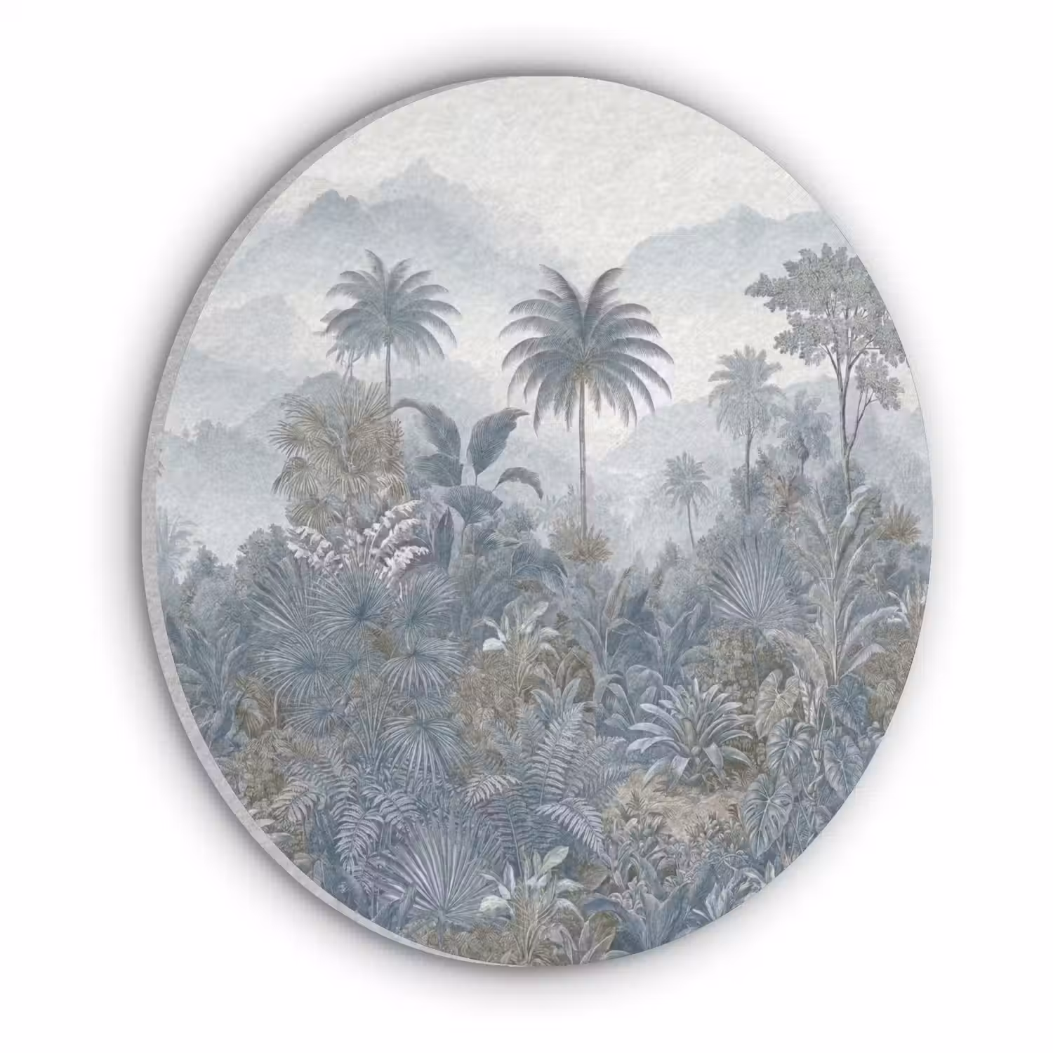 Jungle - Landschap - Blauw Akoestische PET Vilt - Rond klein -3d