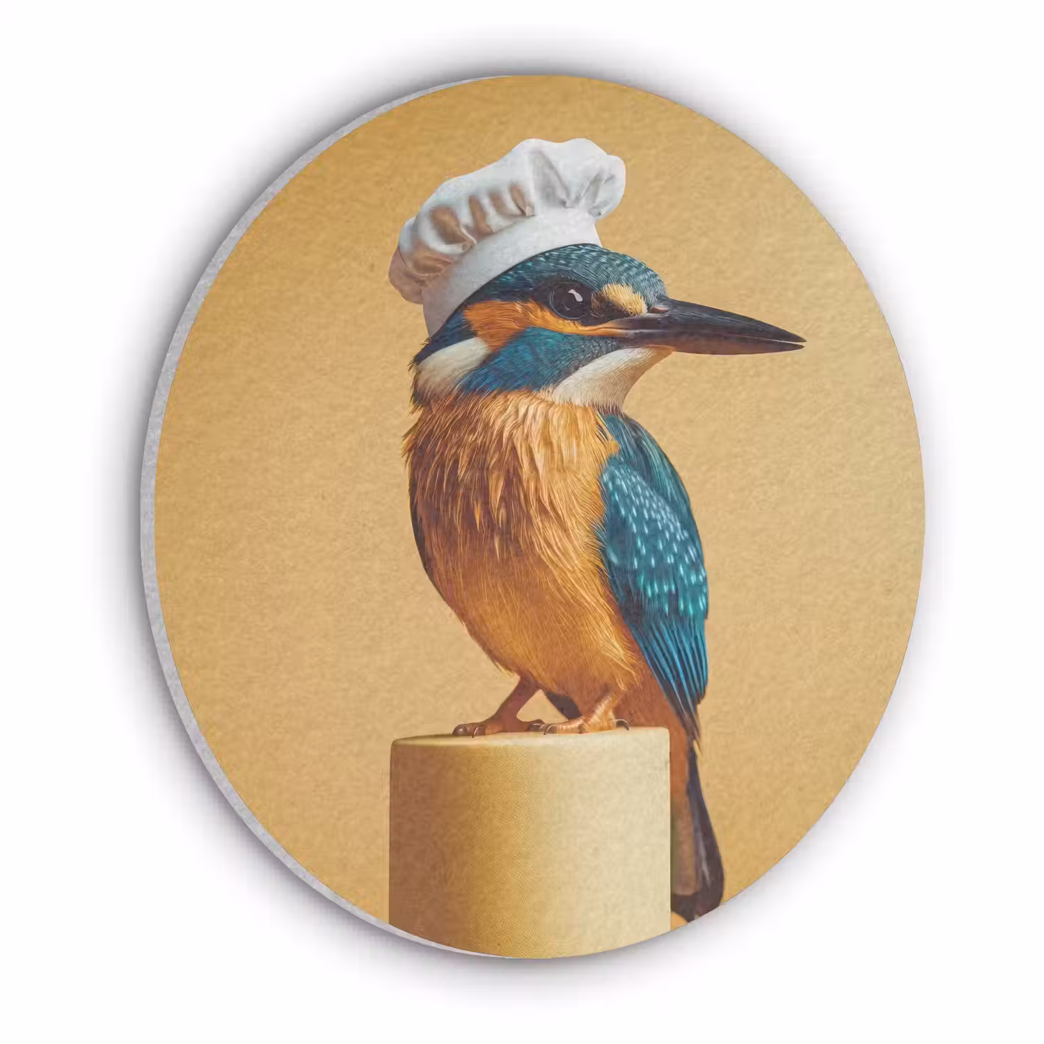 Ijsvogel - Pilaar - Koksmuts - Vogel Akoestische PET Vilt - Rond klein -3d