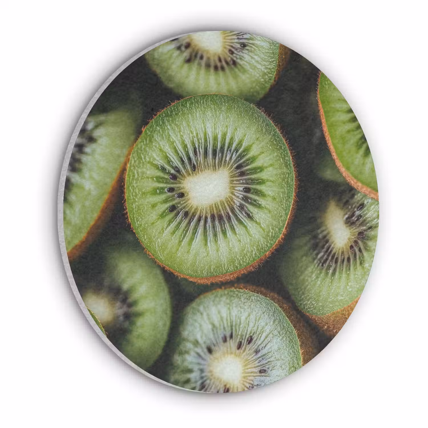 Kiwi - Fruit - Groen Akoestische PET Vilt - Rond klein -3d
