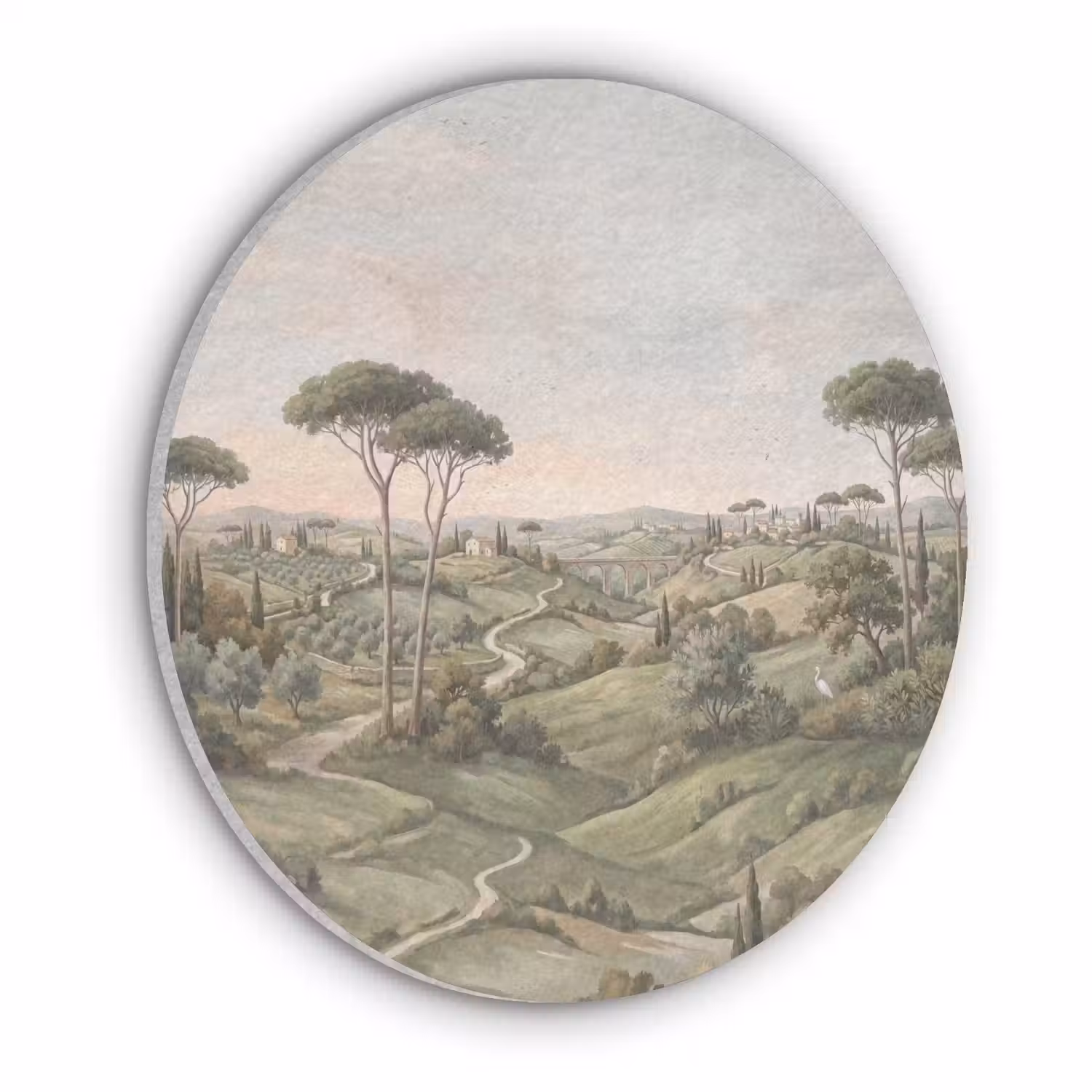 Landschap - Heuvels - Zandpad - Groen Akoestische PET Vilt - Rond klein -3d