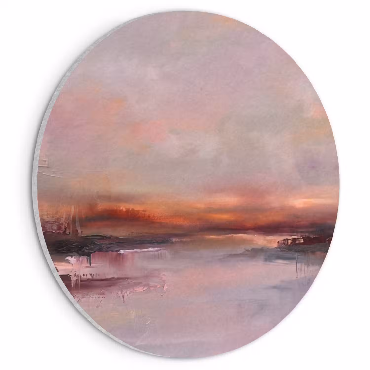 Landschap - Zonsondergang - Abstract - Modern - Roze Akoestische PET Vilt - Rond klein -3d