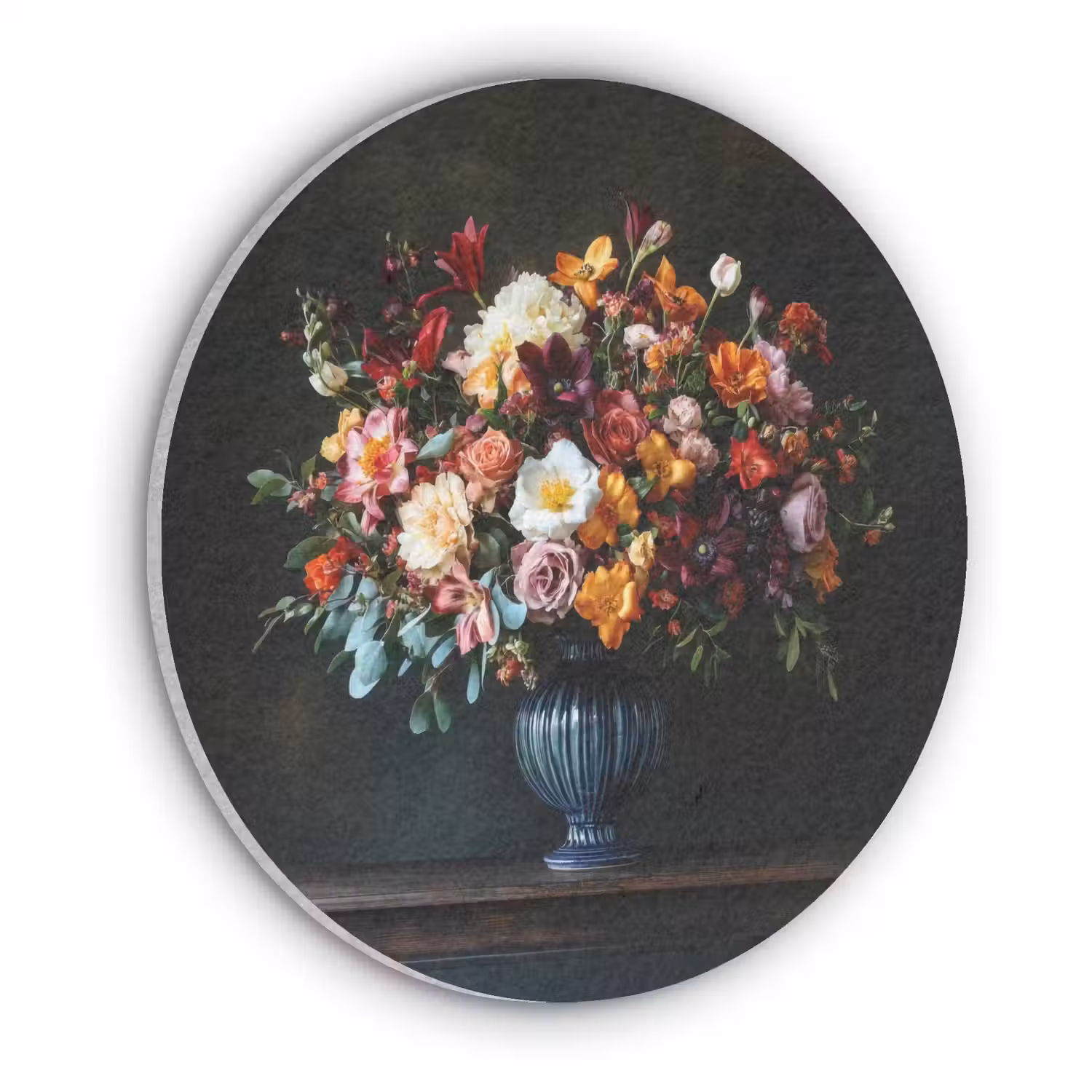 Groot - Bloemen - Vaas - Boeket Akoestische PET Vilt - Rond klein -3d