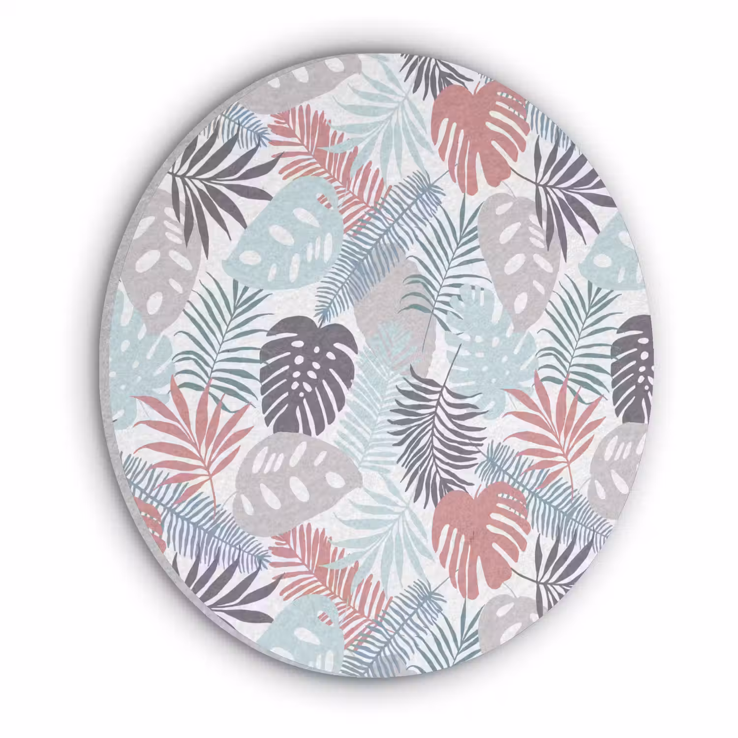 Bladeren - Jungle - Pastel - Tropisch Akoestische PET Vilt - Rond klein -3d