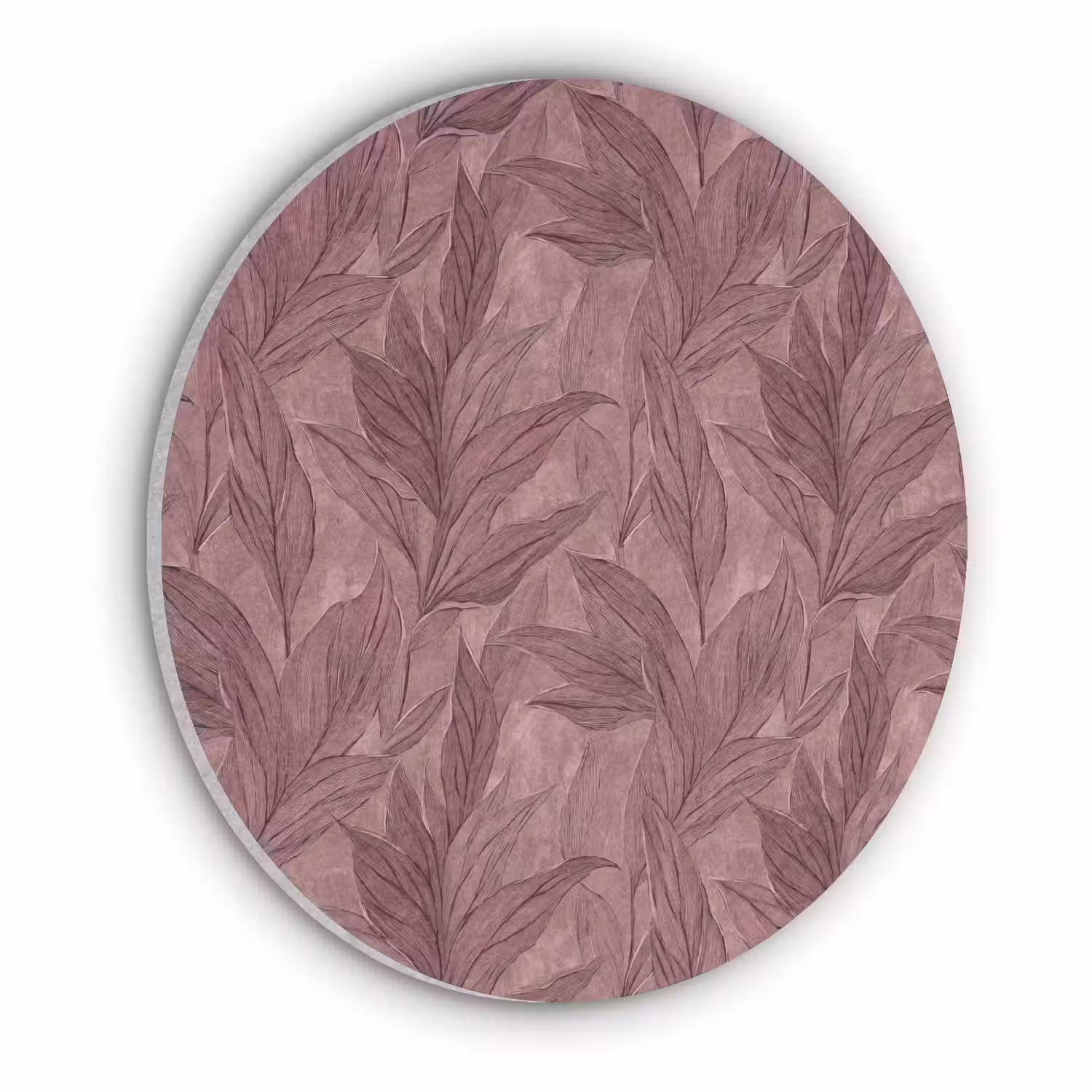 Bladeren - Patroon - Paars Akoestische PET Vilt - Rond klein 838 -3d